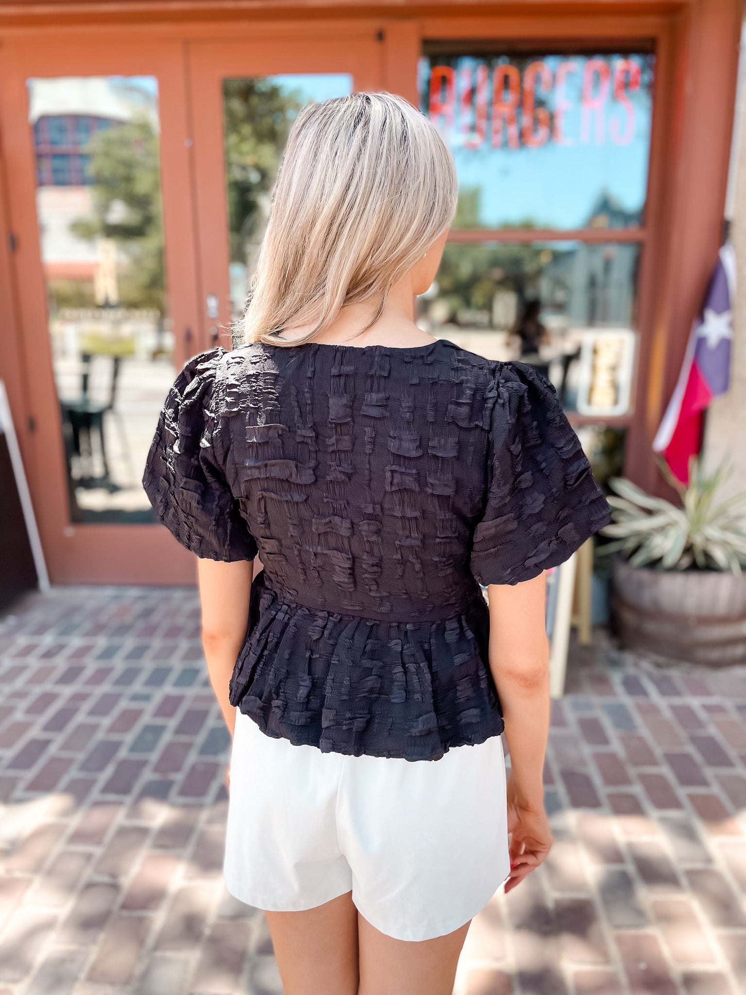 Three Bows In A Row Top - Black
