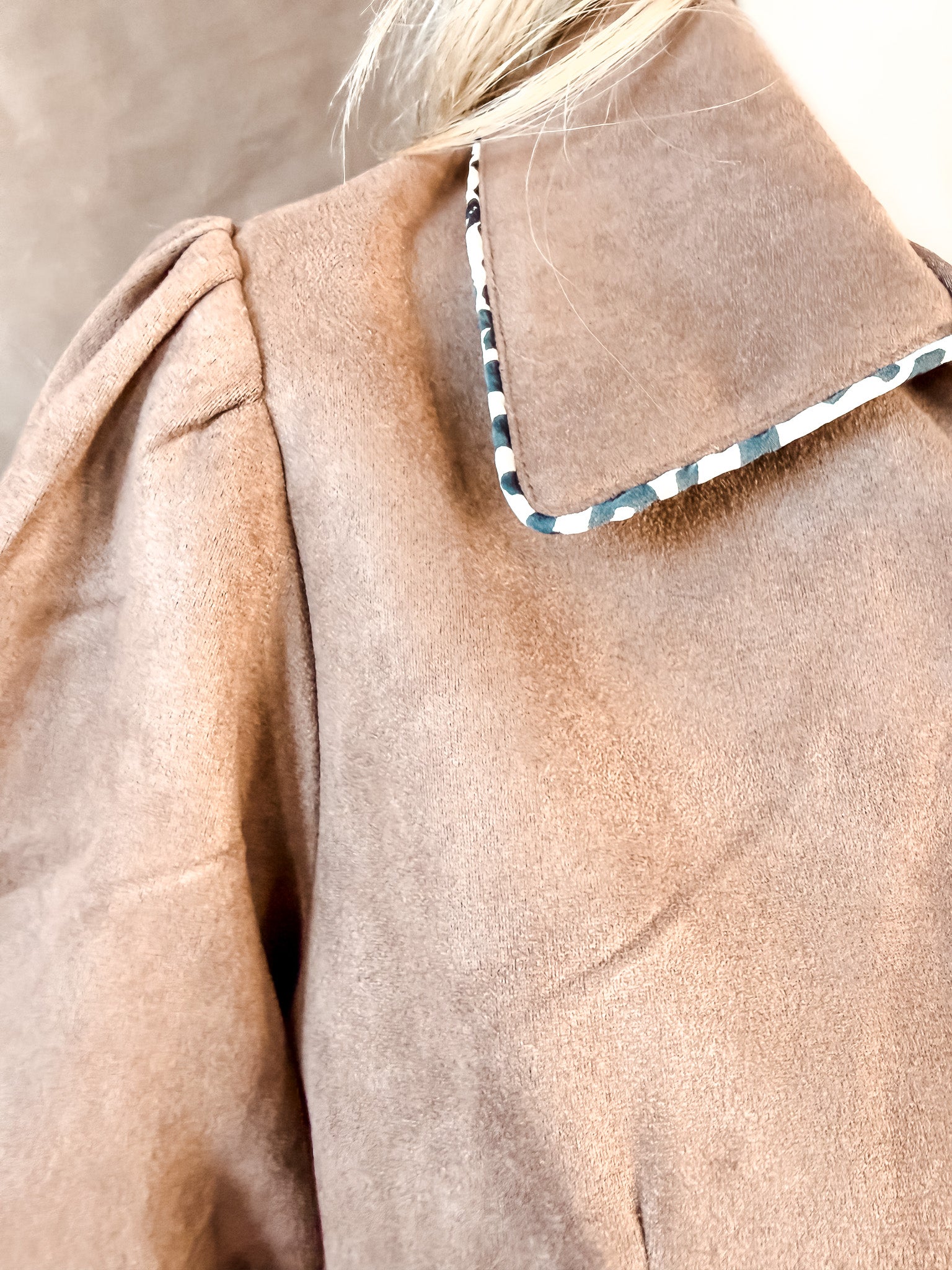 Spotted Piping Suede Dress - Chocolate