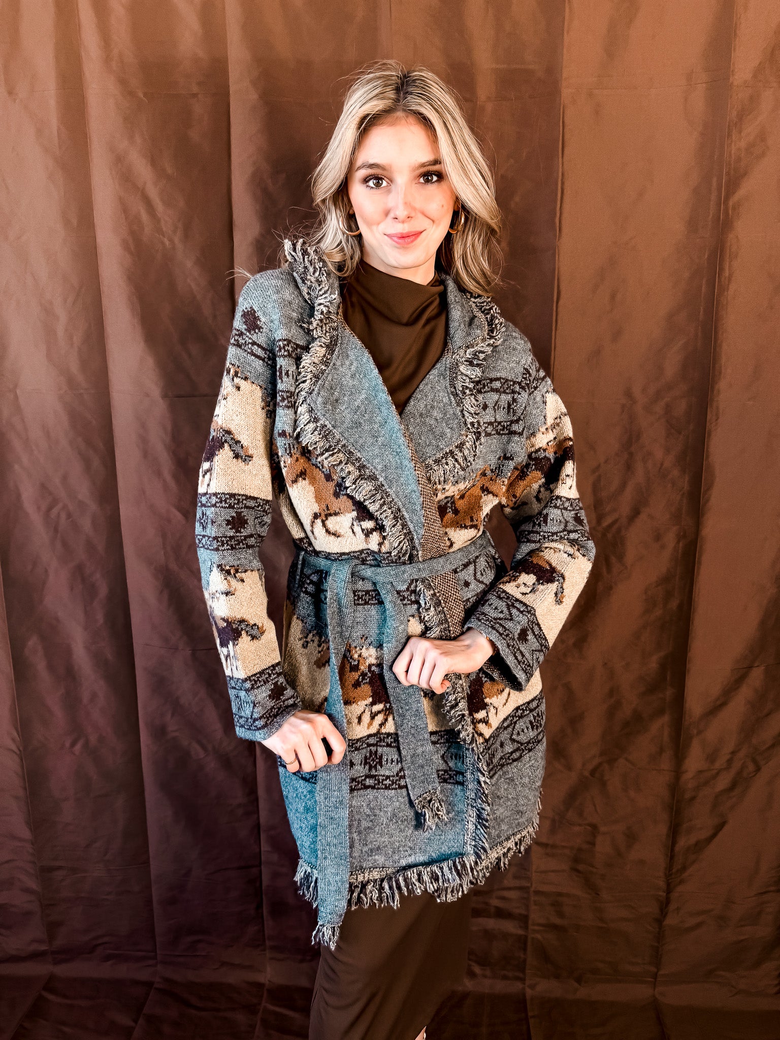 Wild Horses Sweater Jacket - Charcoal