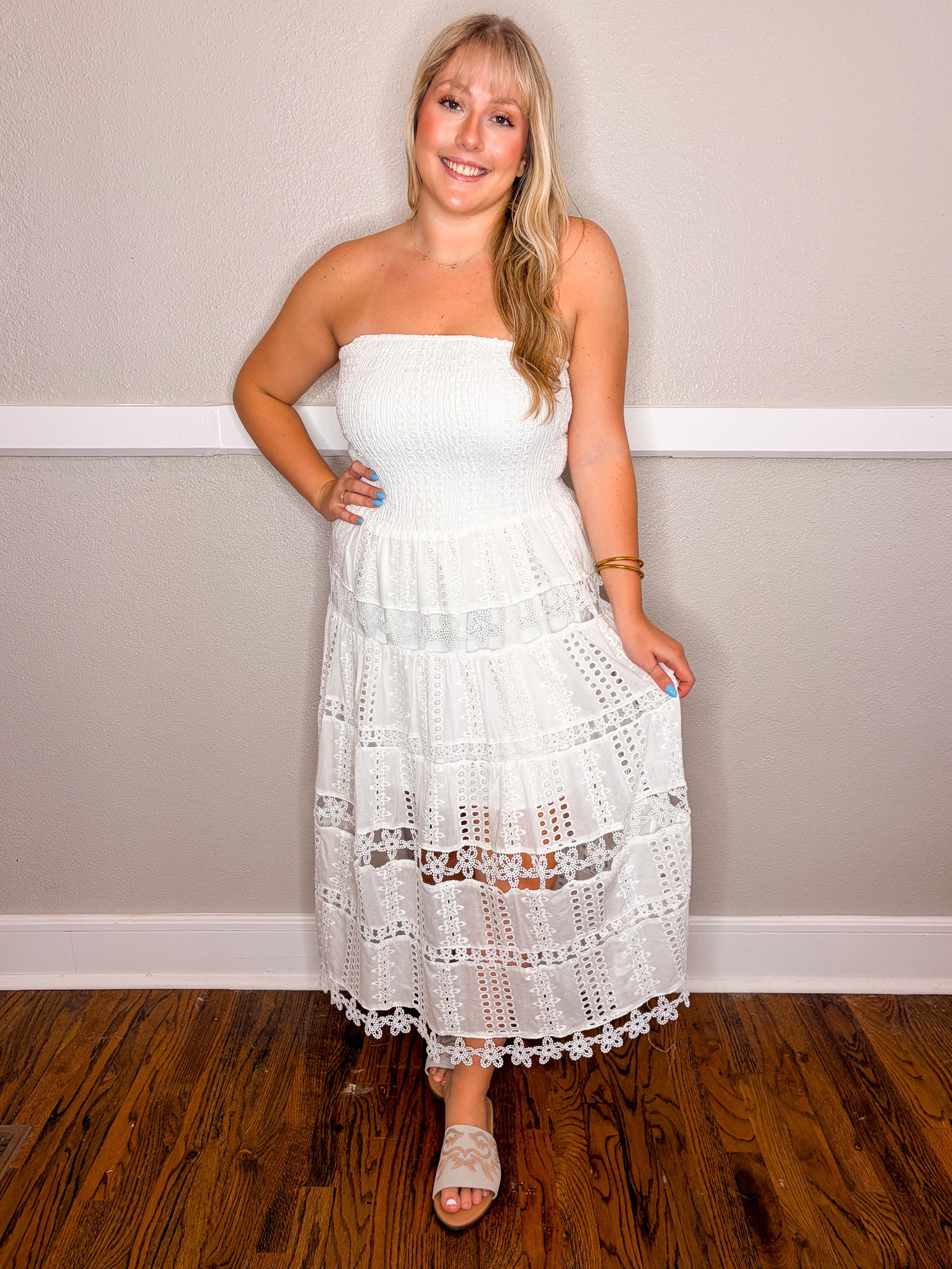 Eyelet Love Tube Dress - White
