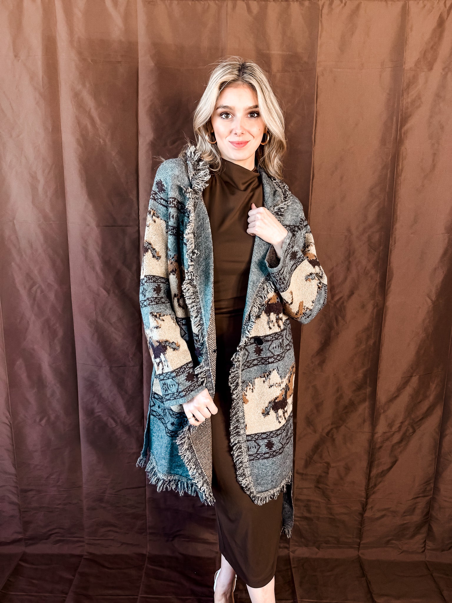 Wild Horses Sweater Jacket - Charcoal