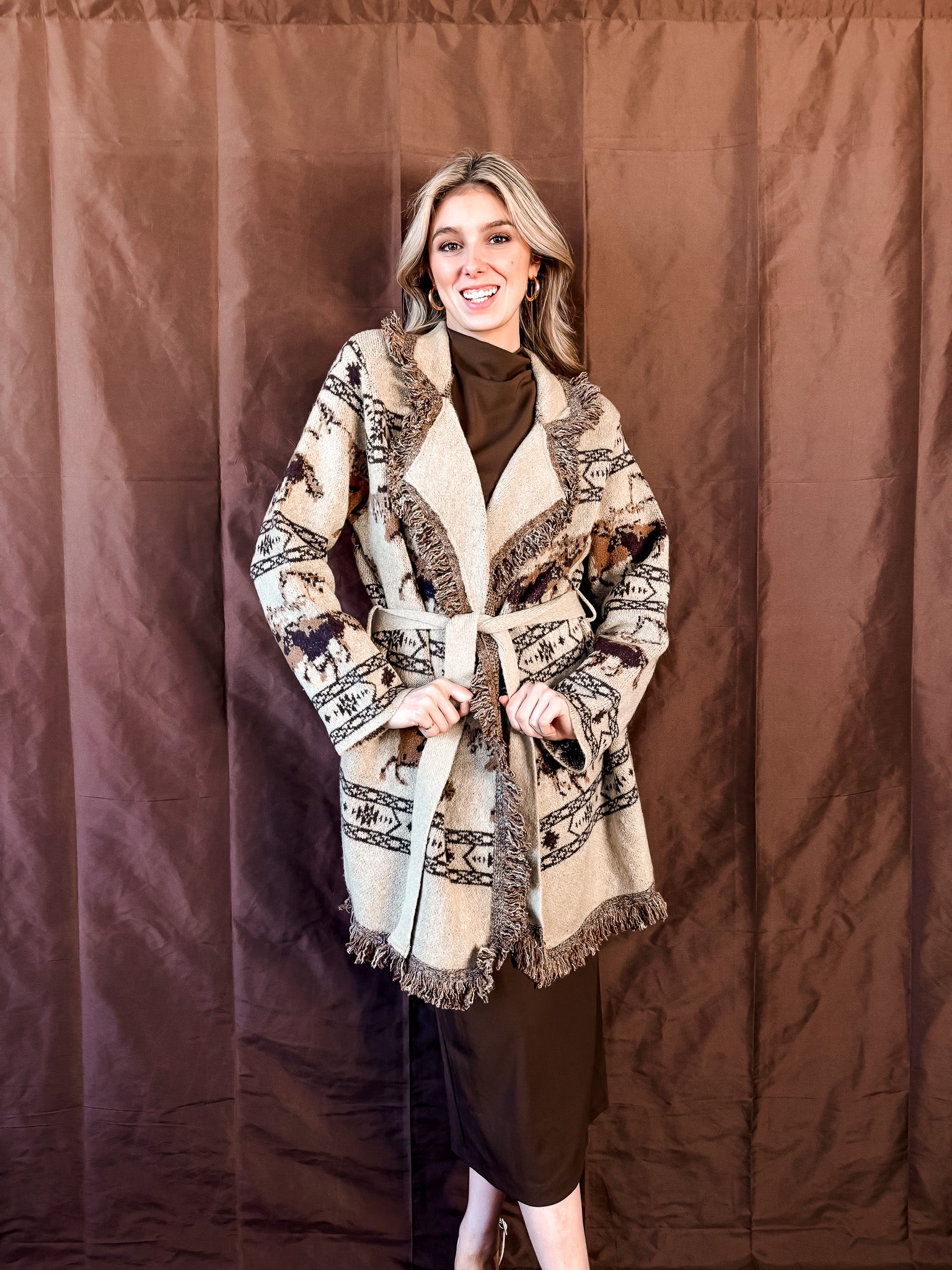 Wild Horses Sweater Jacket - Brown