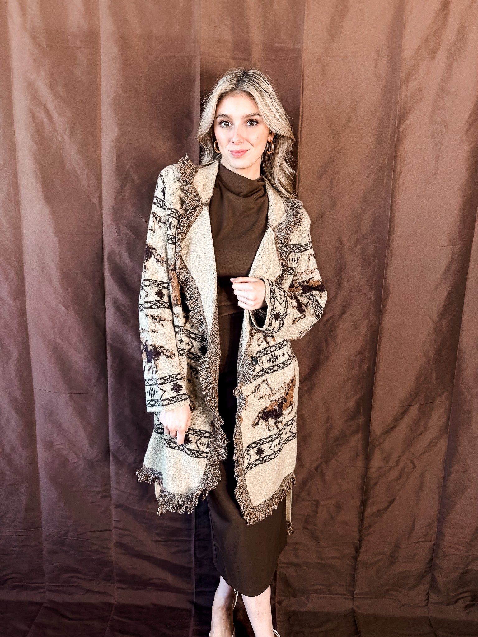 Wild Horses Sweater Jacket - Brown