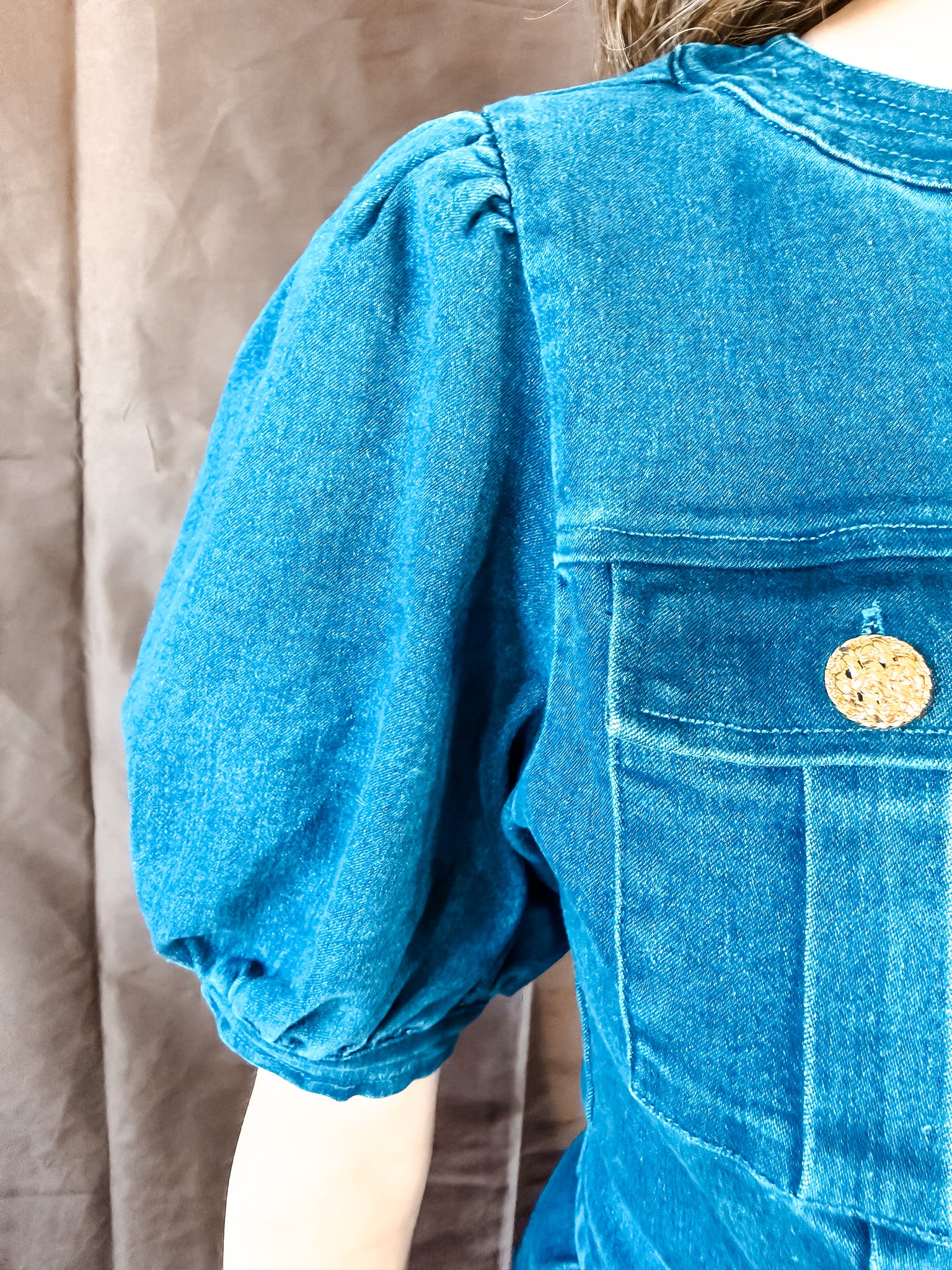 Buttons Of Gold Denim Jumpsuit