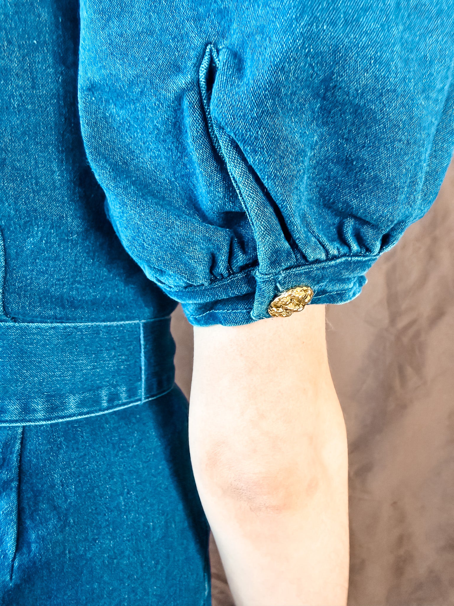 Buttons Of Gold Denim Jumpsuit