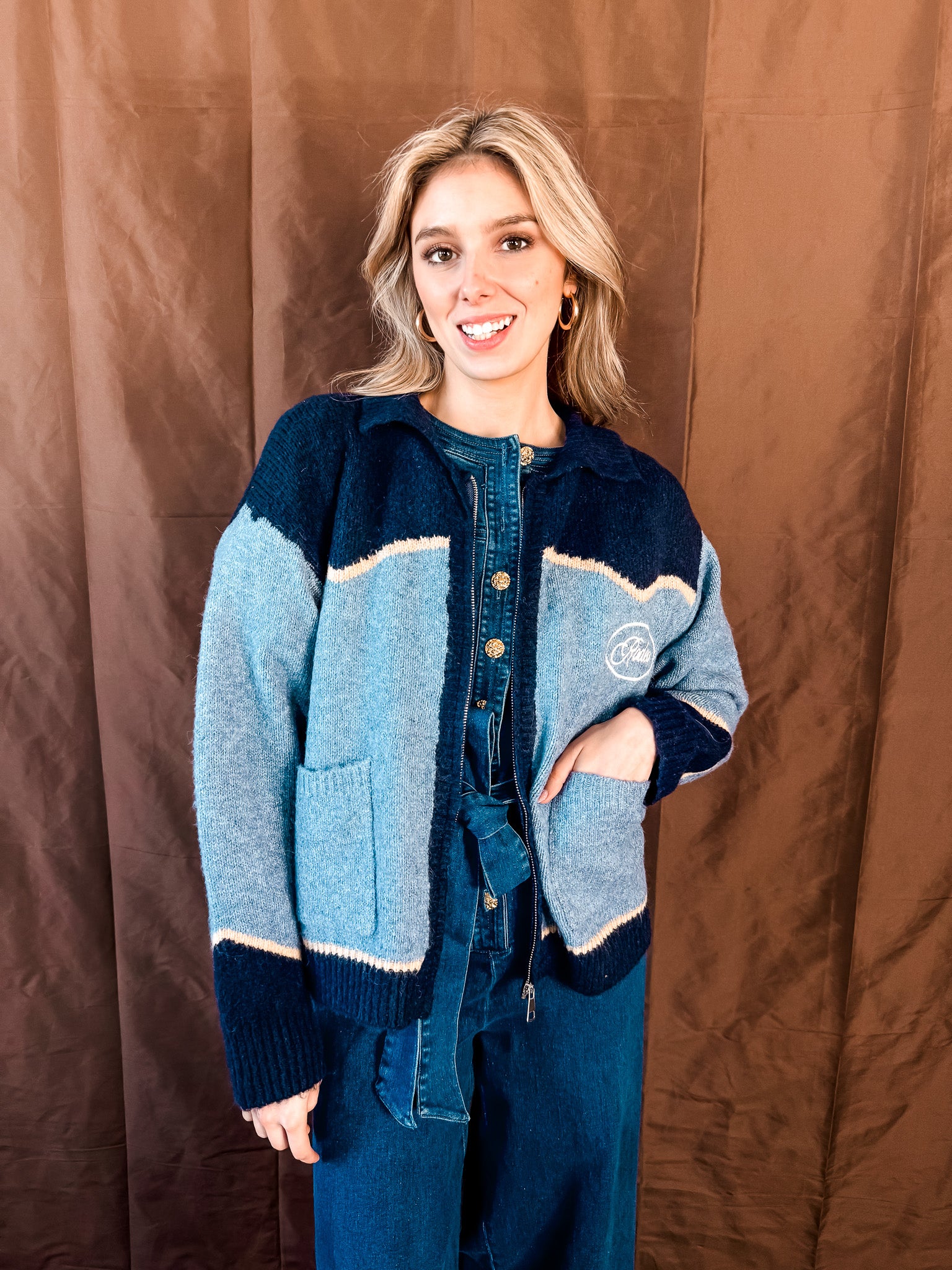 Ropin' Roundup Cardigan - Blue