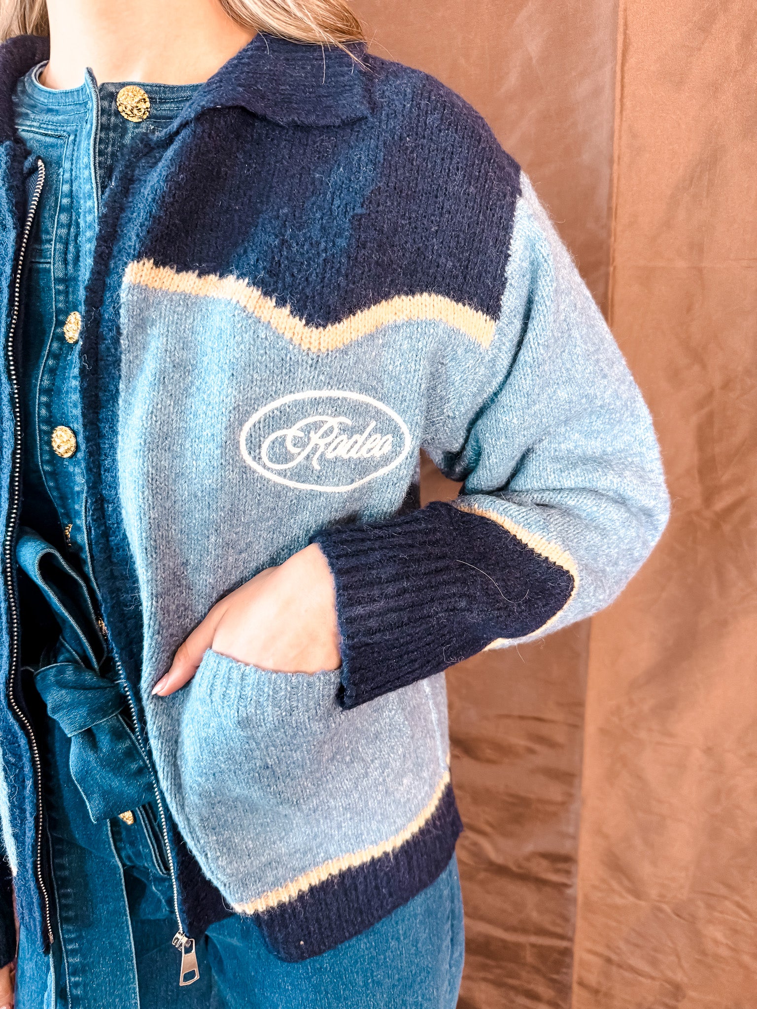 Ropin' Roundup Cardigan - Blue