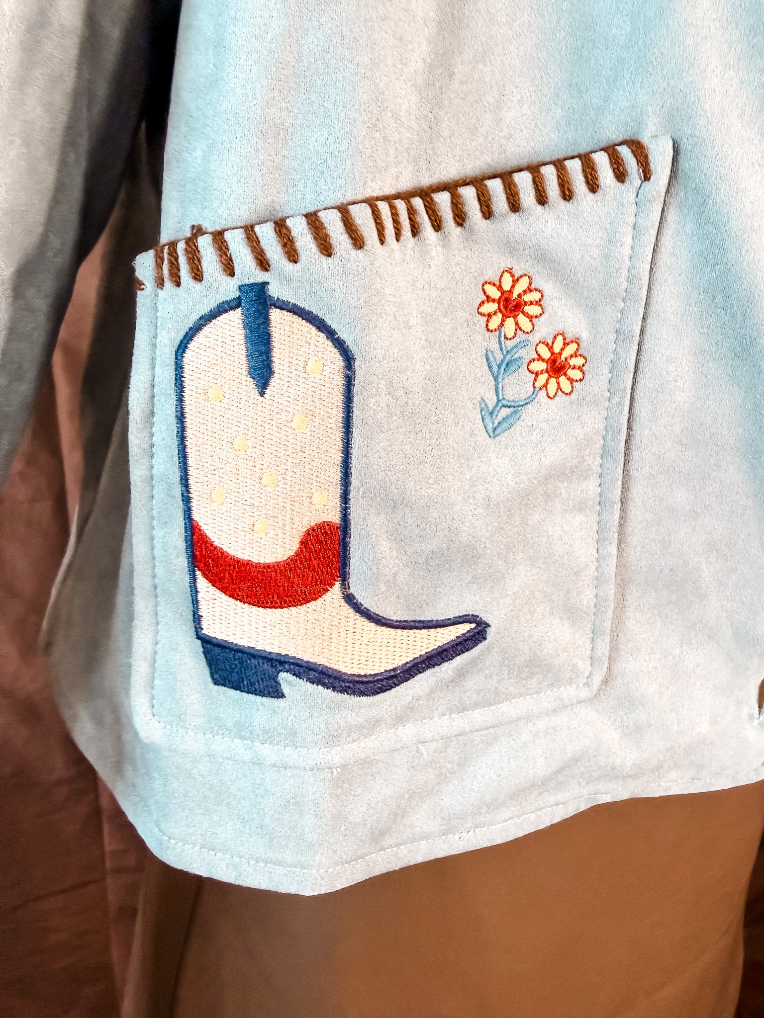 Pony Up Embroidered Jacket - Blue