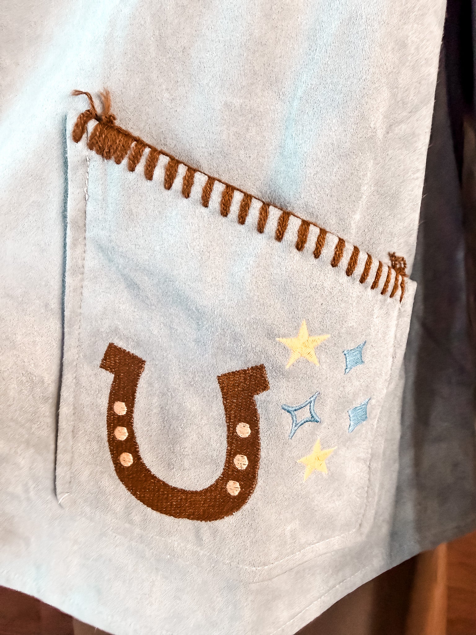 Pony Up Embroidered Jacket - Blue