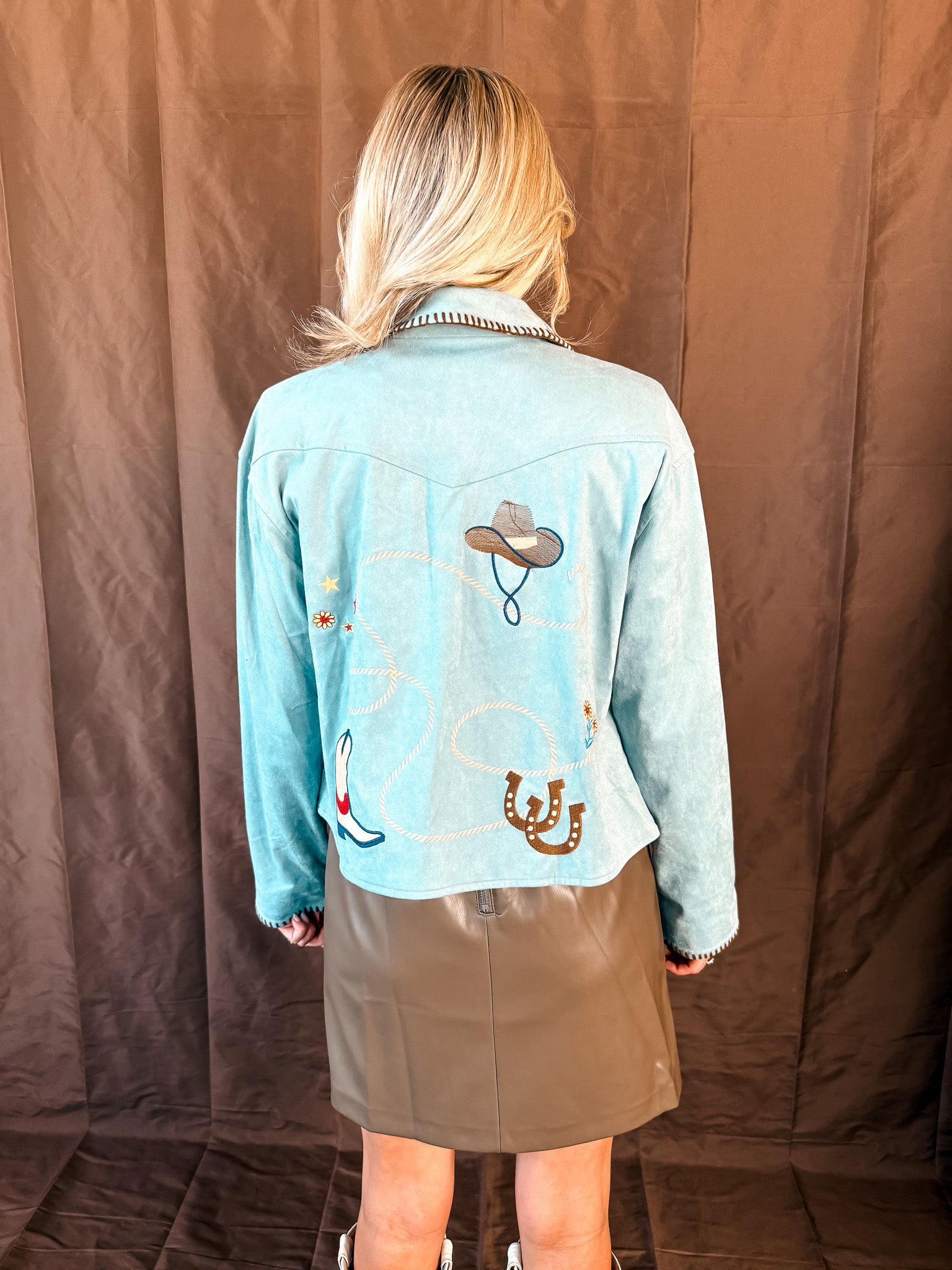 Pony Up Embroidered Jacket - Blue
