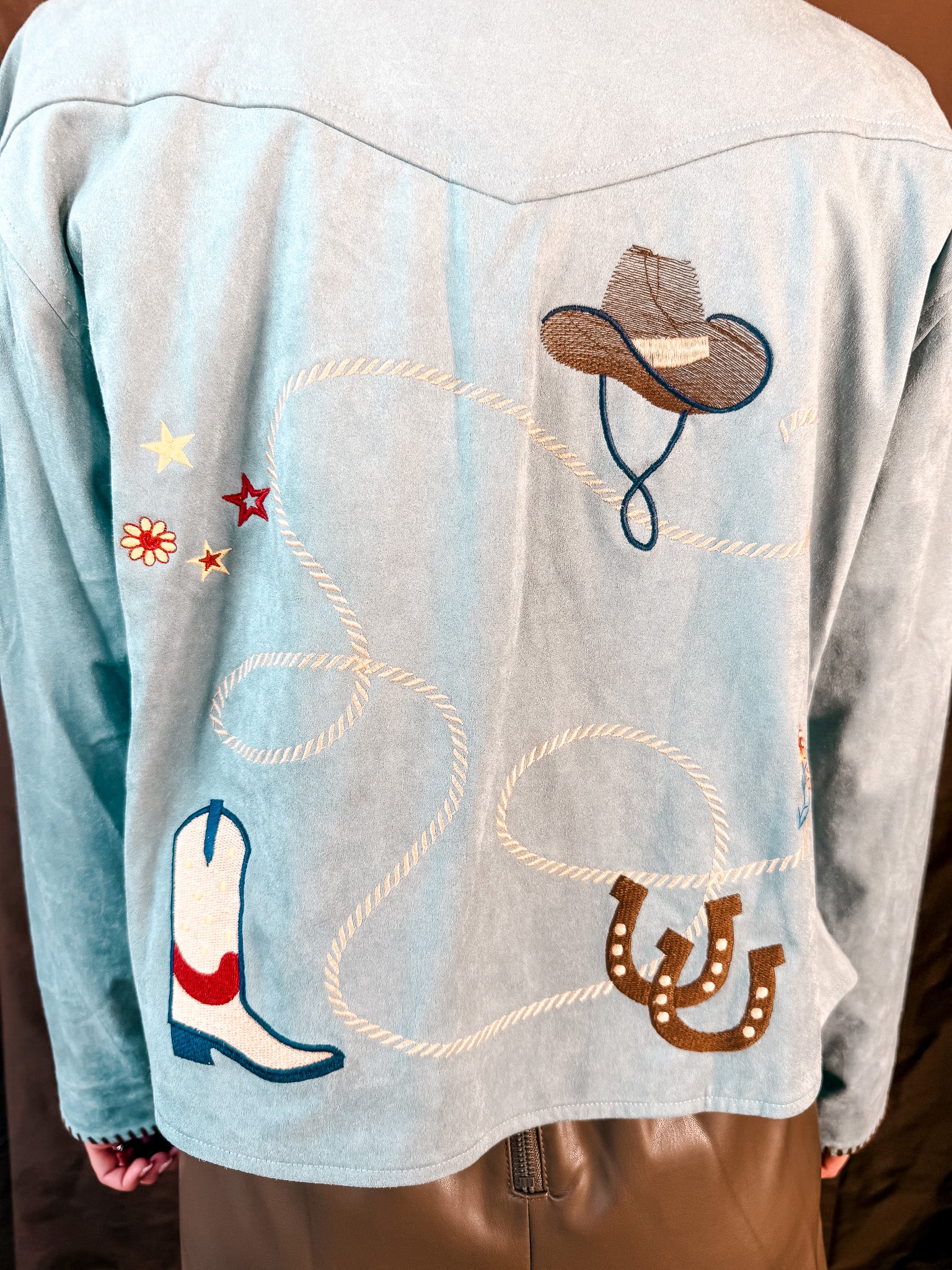 Pony Up Embroidered Jacket - Blue