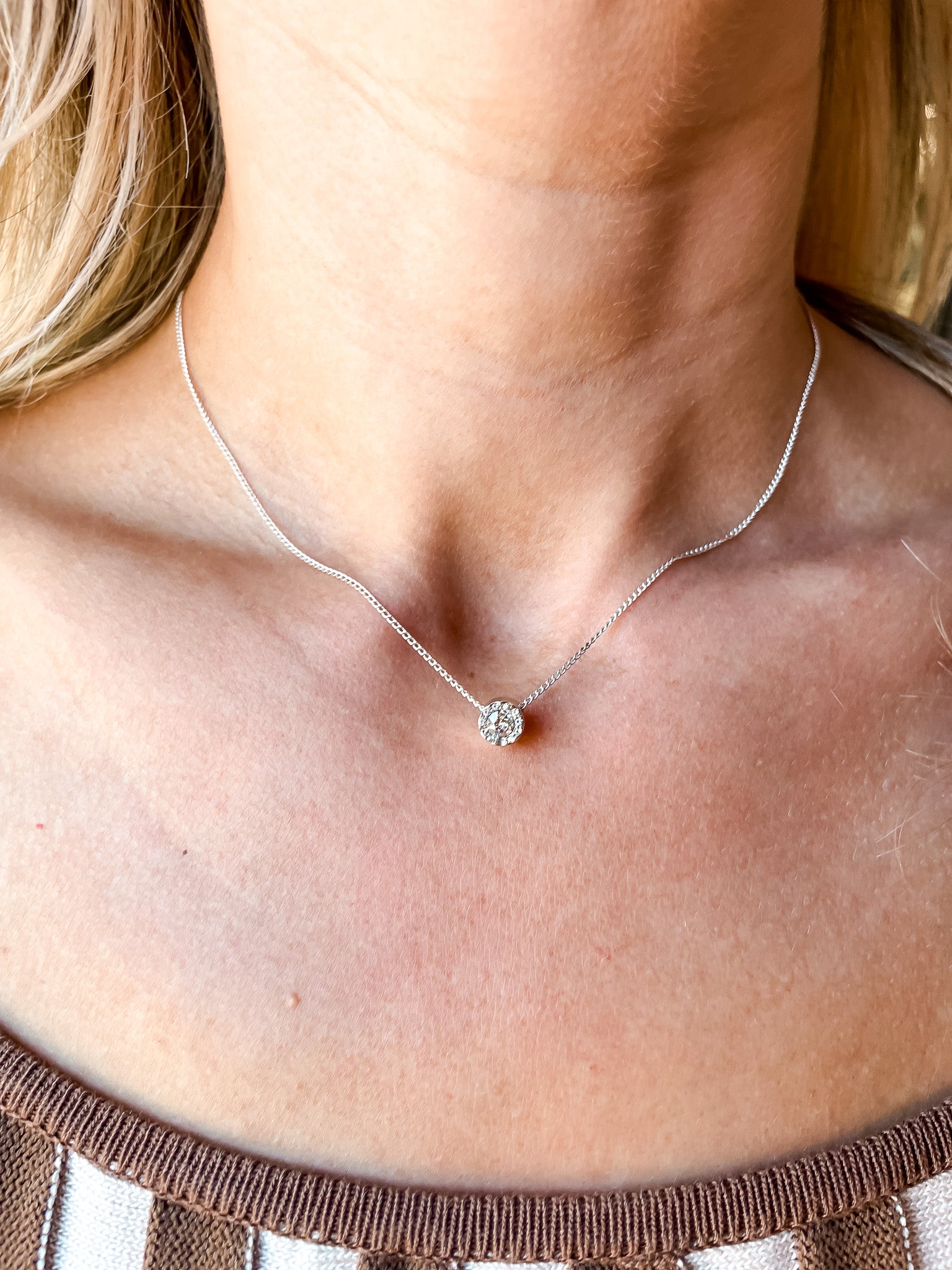 Illumina Mini Solitaire Silver Necklace