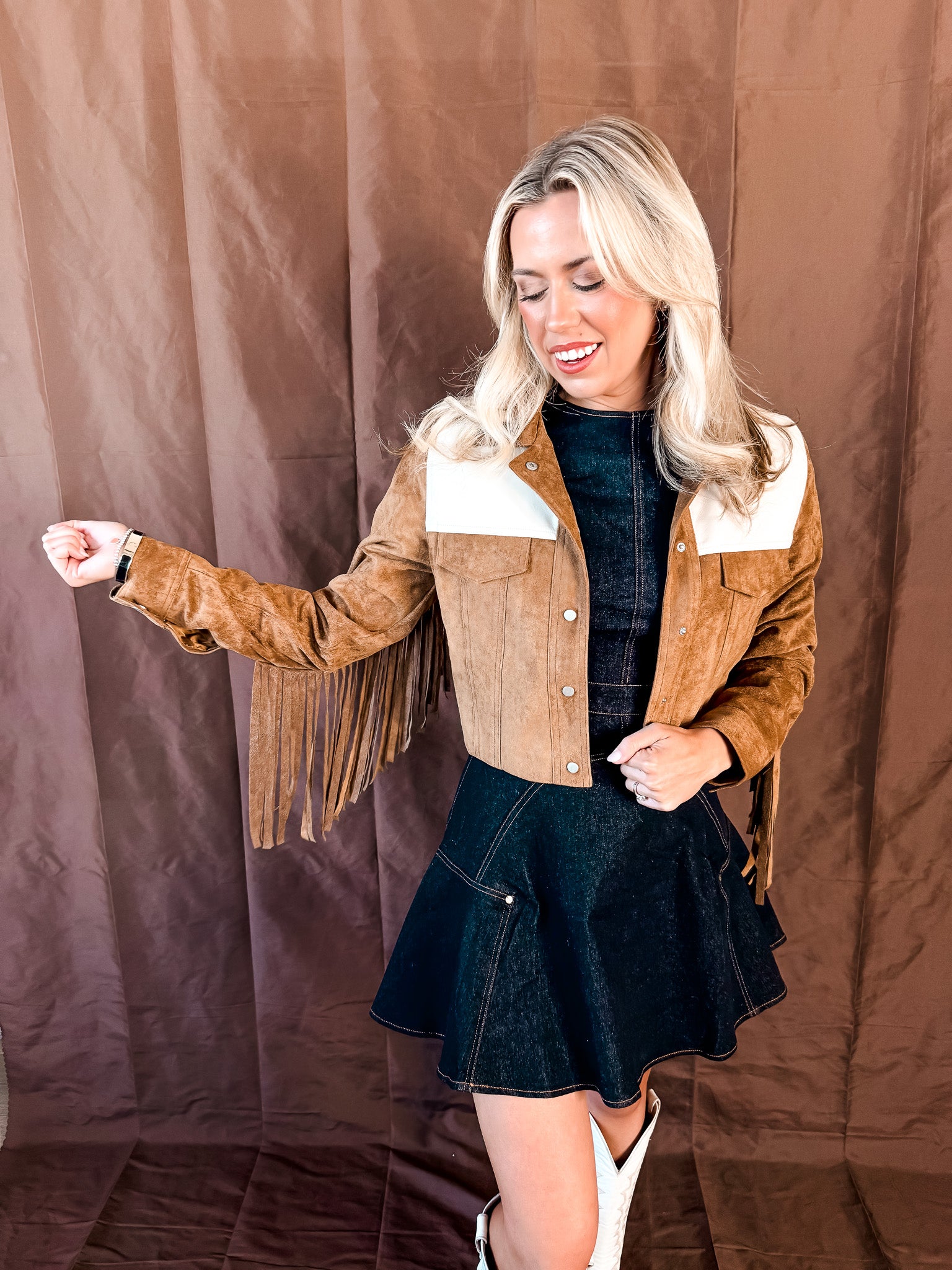 Two Tone Fringe Jacket