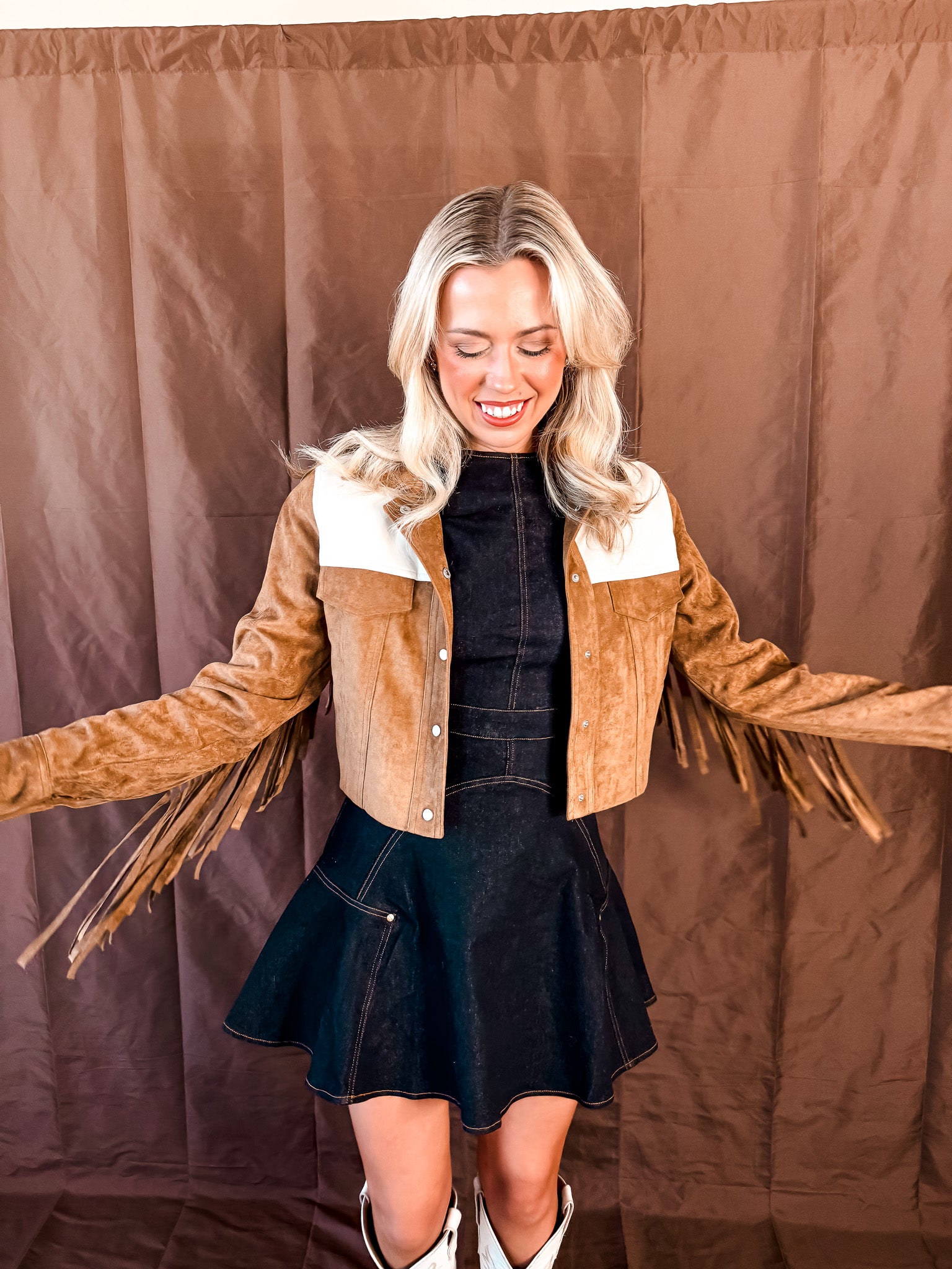 Two Tone Fringe Jacket