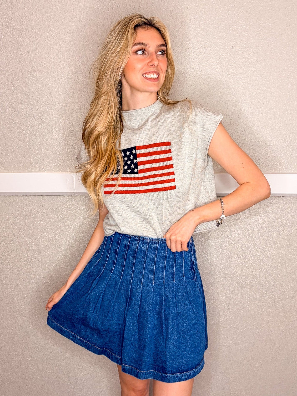 USA Flag Sweater - Grey