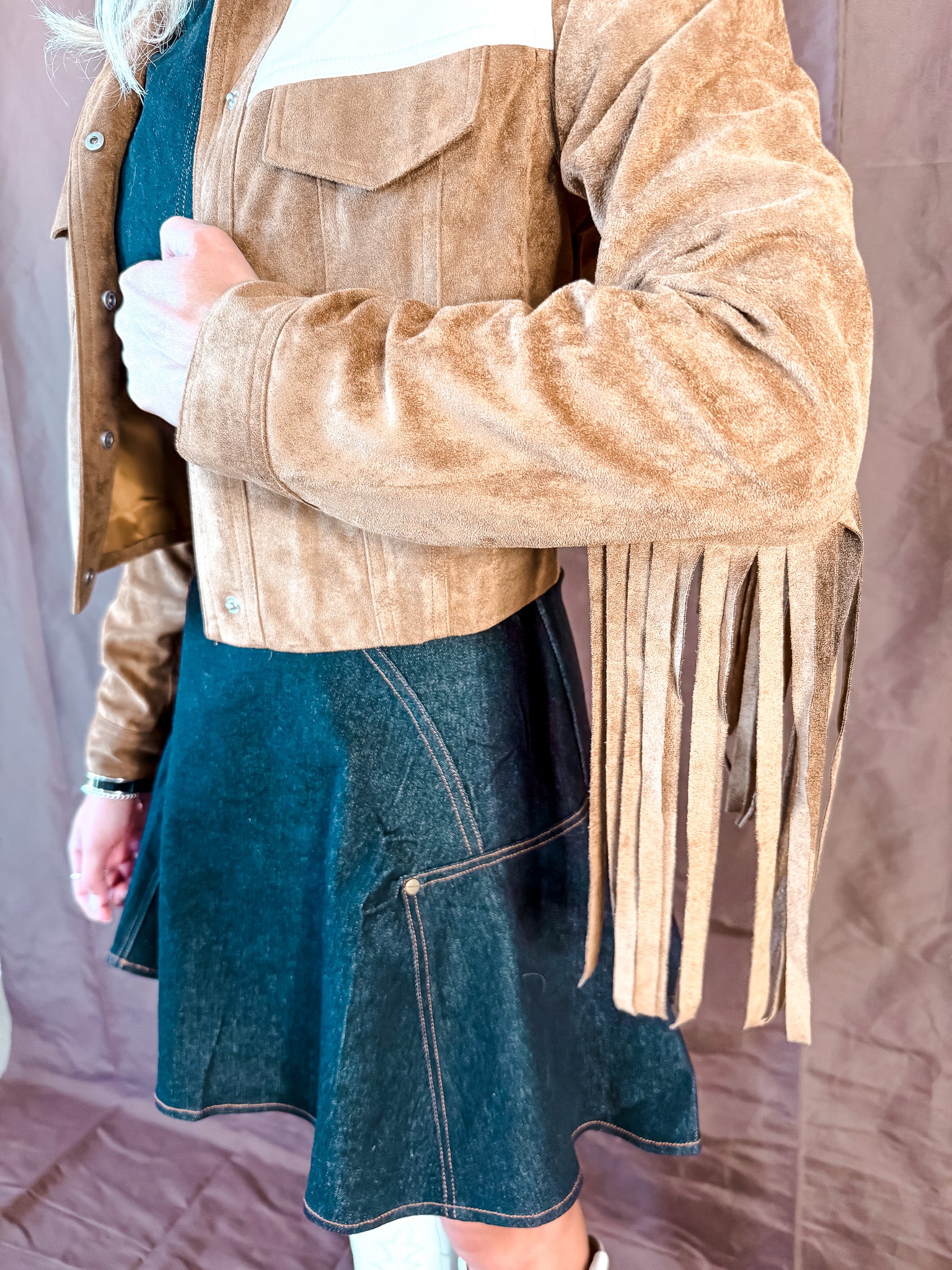 Two Tone Fringe Jacket