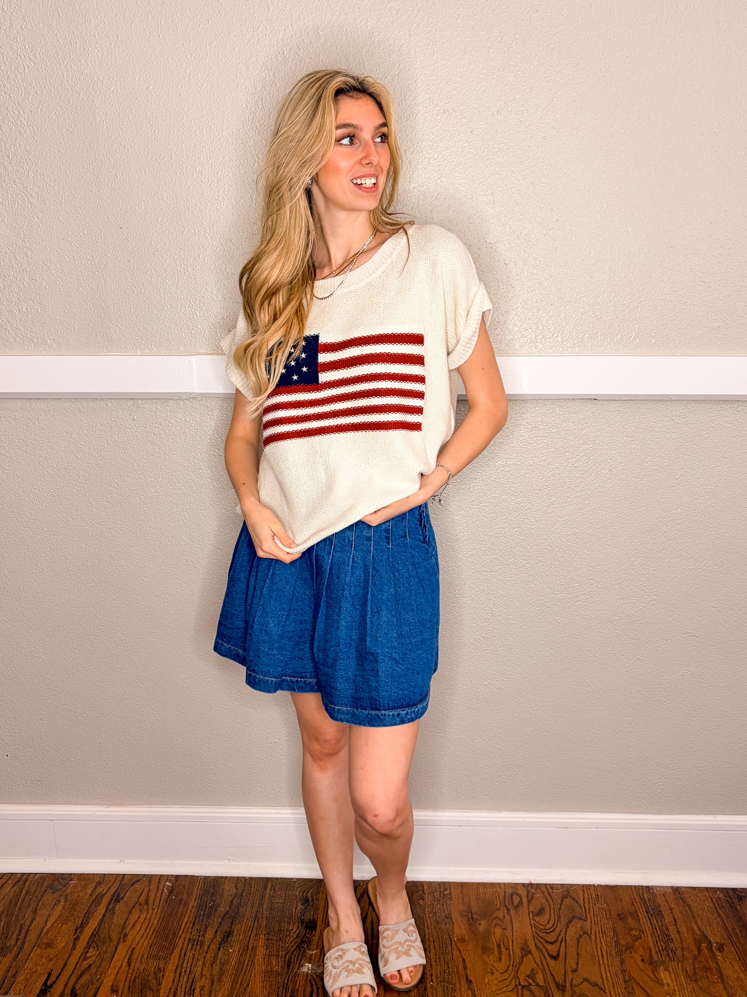 Flag Day Cap Sleeve Sweater
