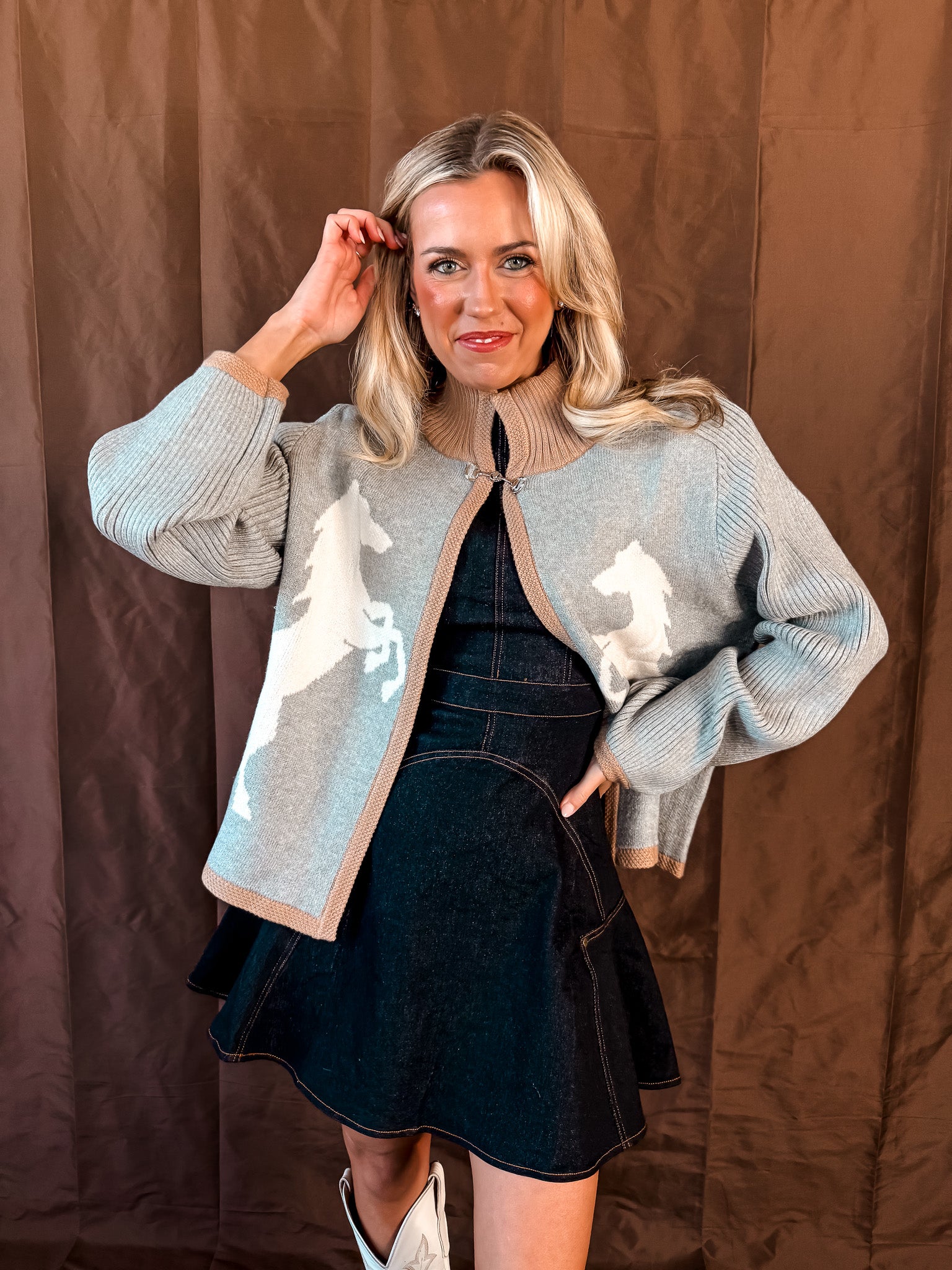 Pair Of Stallions Cardigan - Grey