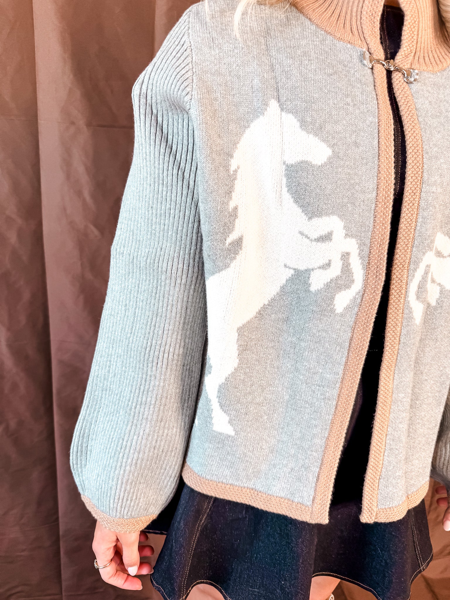 Pair Of Stallions Cardigan - Grey
