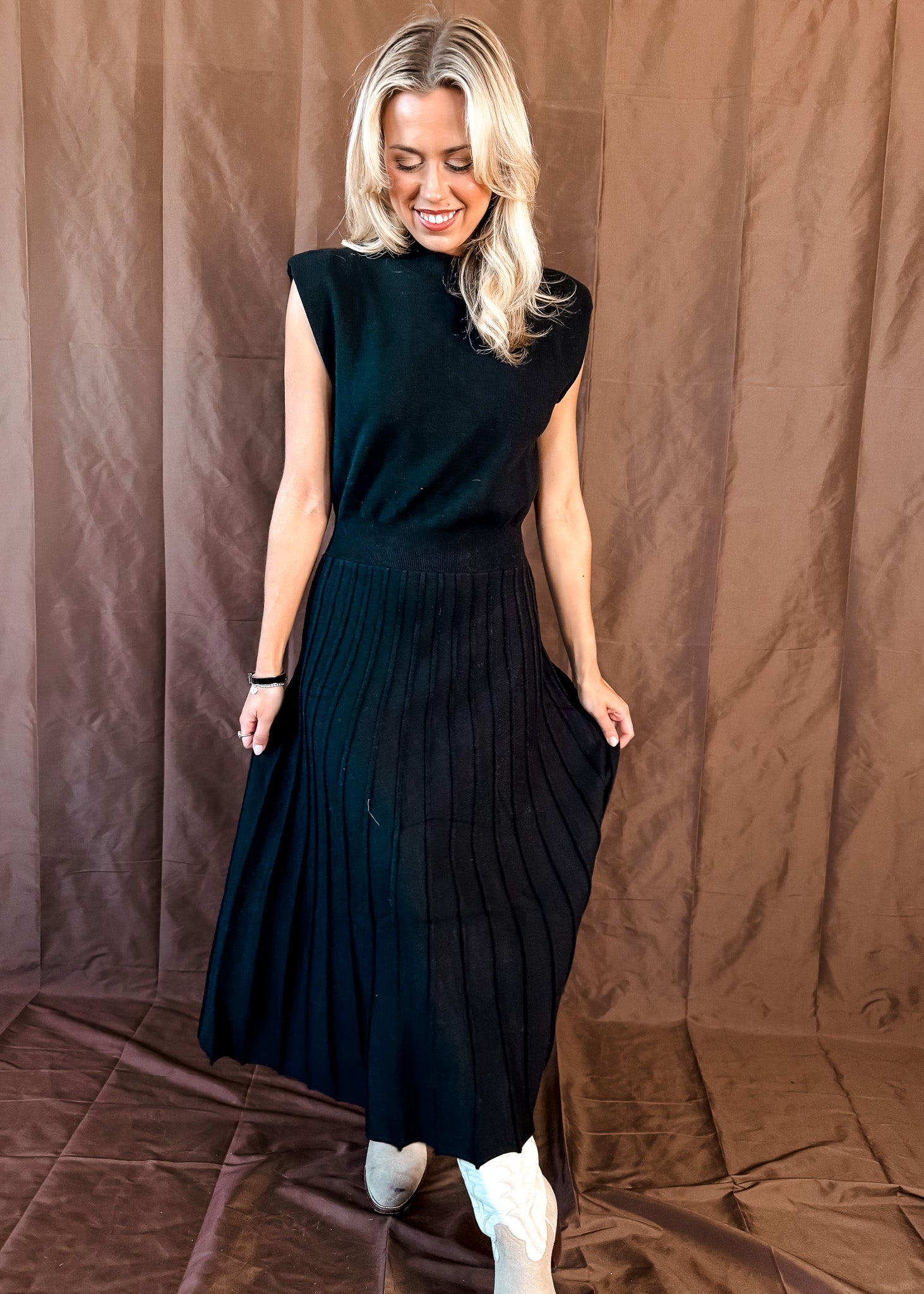 Knit Pleated Skirt Dress