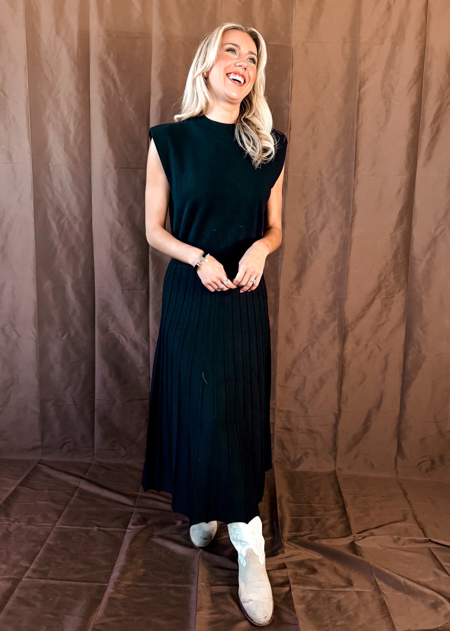 Knit Pleated Skirt Dress