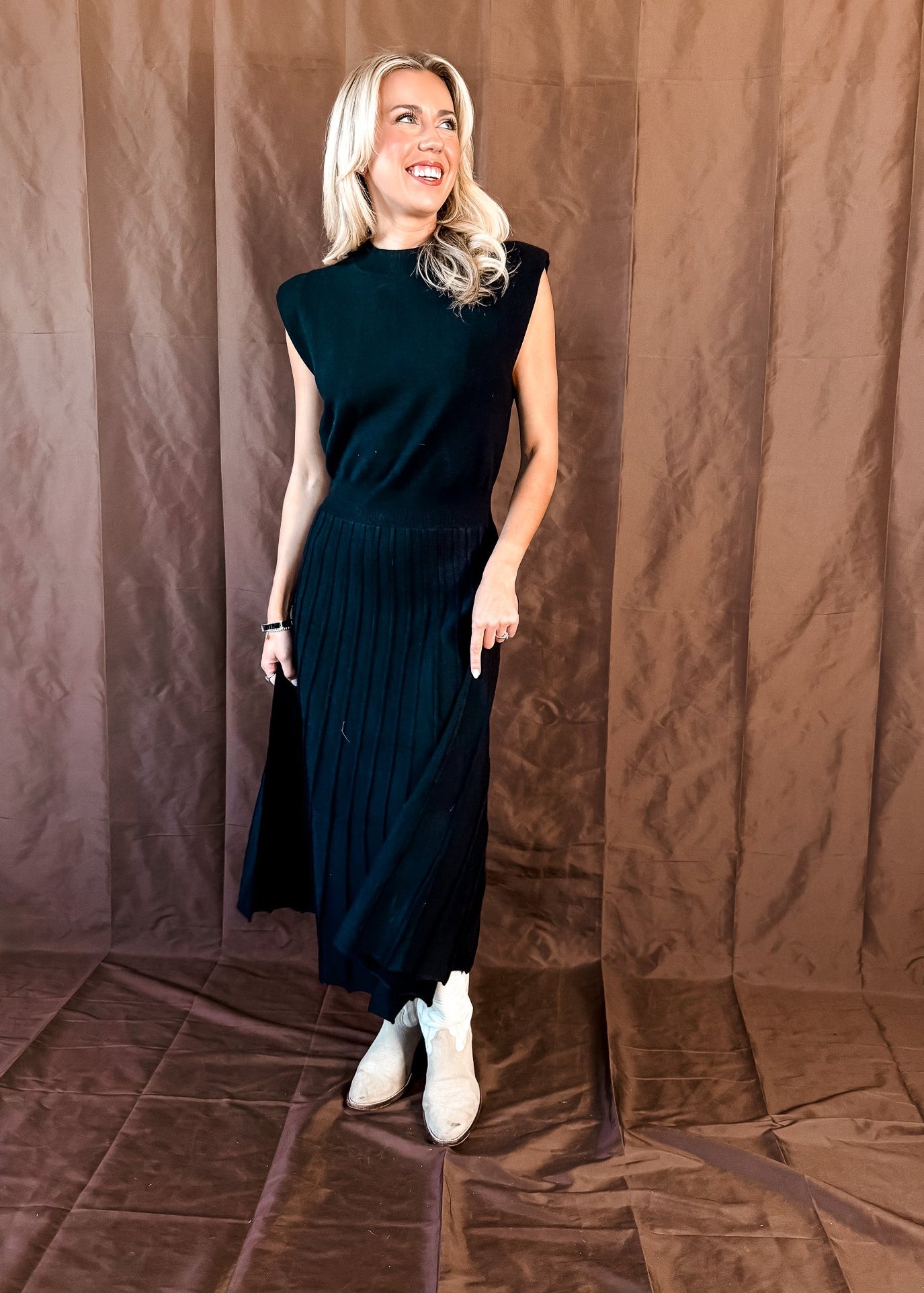 Knit Pleated Skirt Dress