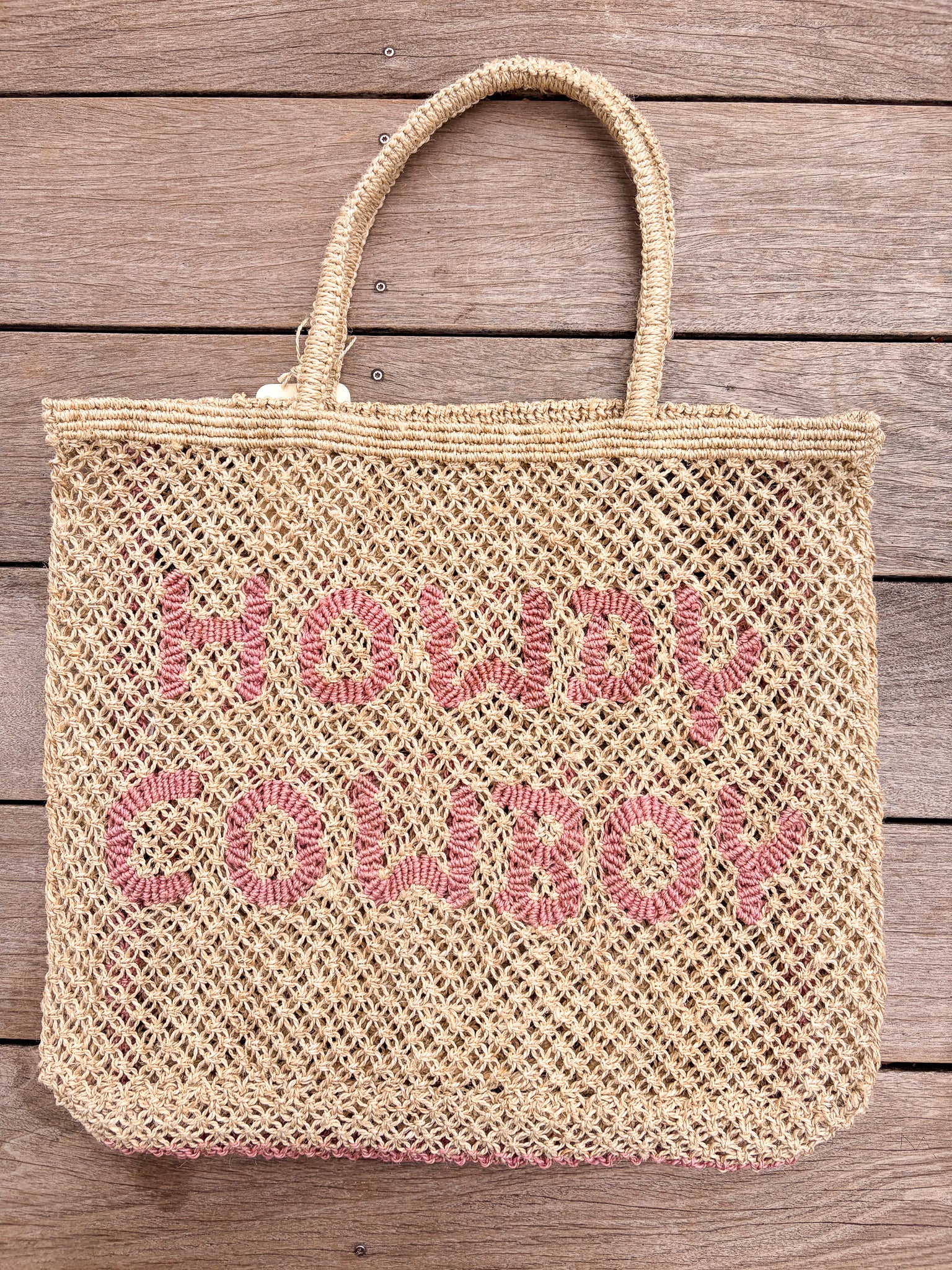 Howdy Cowboy Jute Tote - Lilac