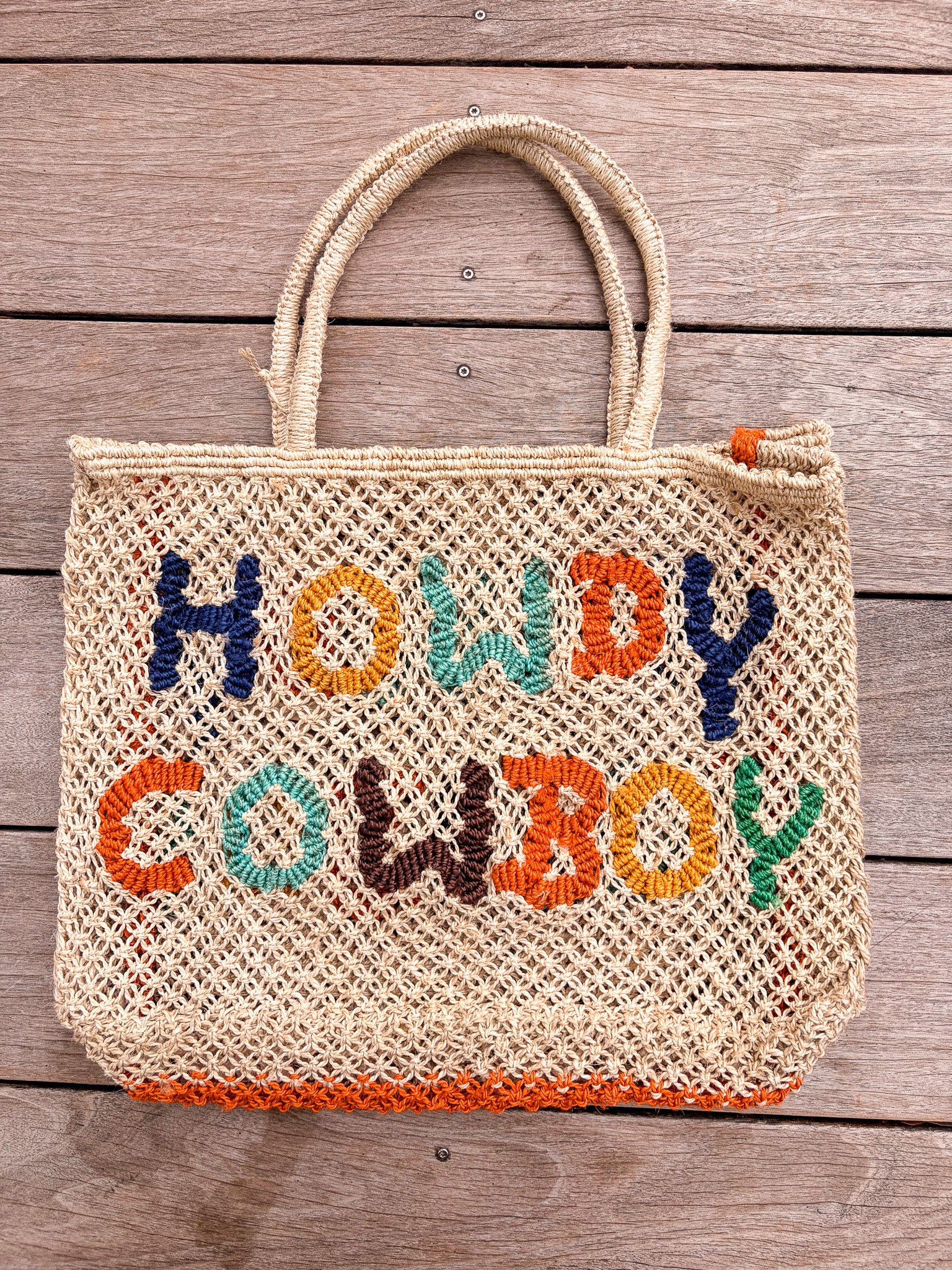 Howdy Cowboy Mini Jute Bag - Multi
