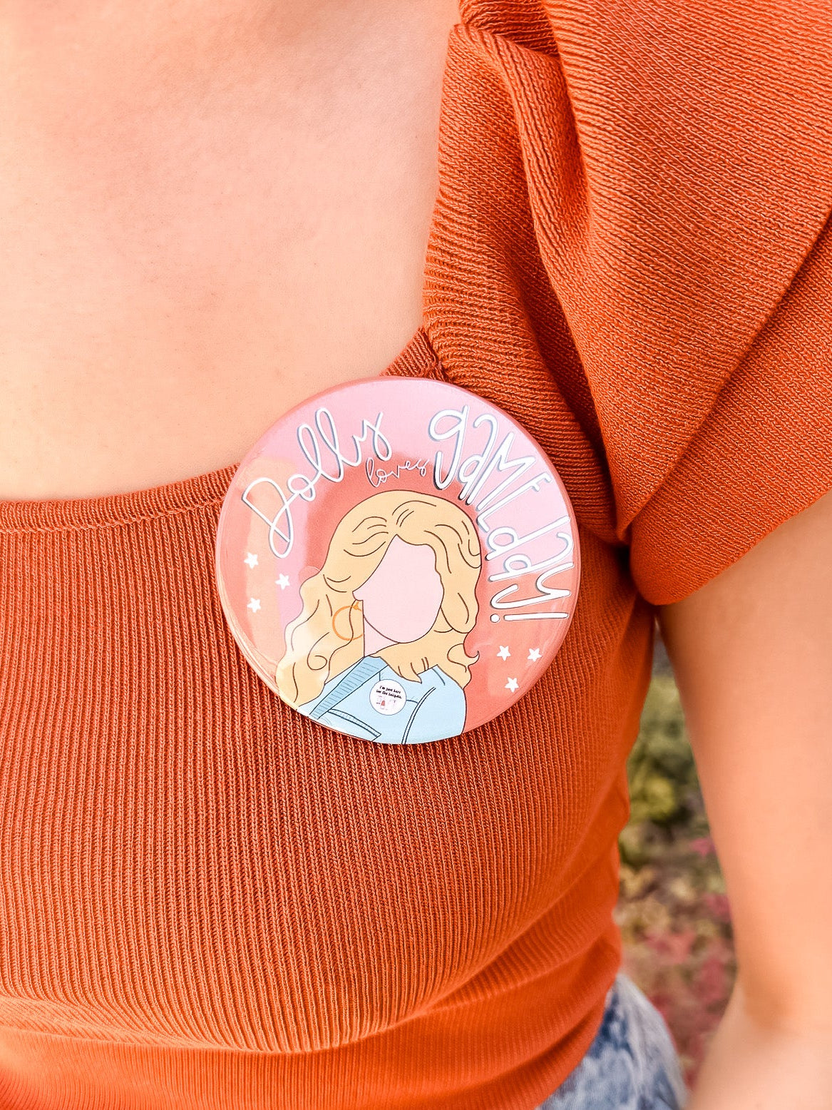 Dolly Game Day Button - Burnt Orange