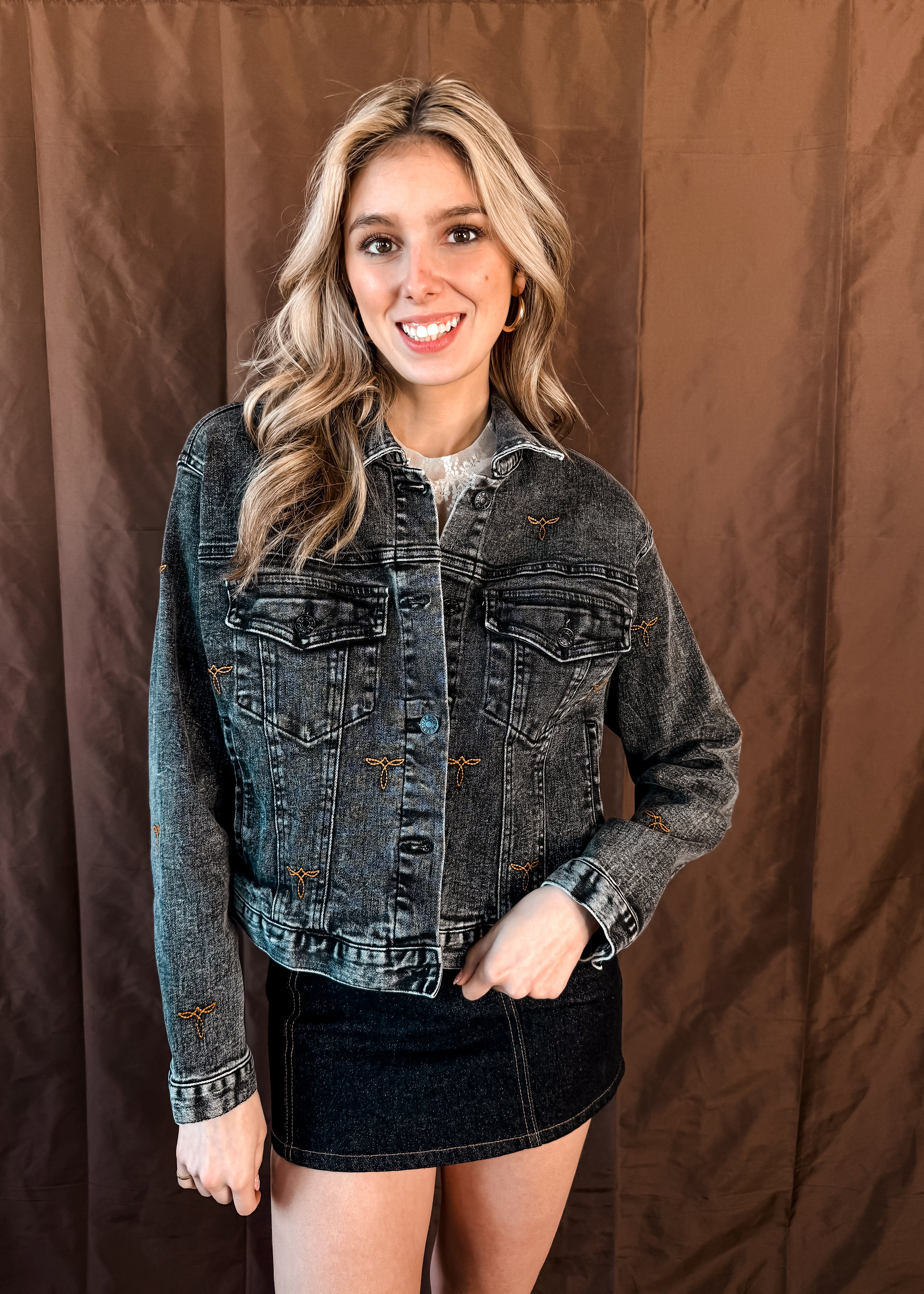 Boot Stitch Denim Jacket - Black