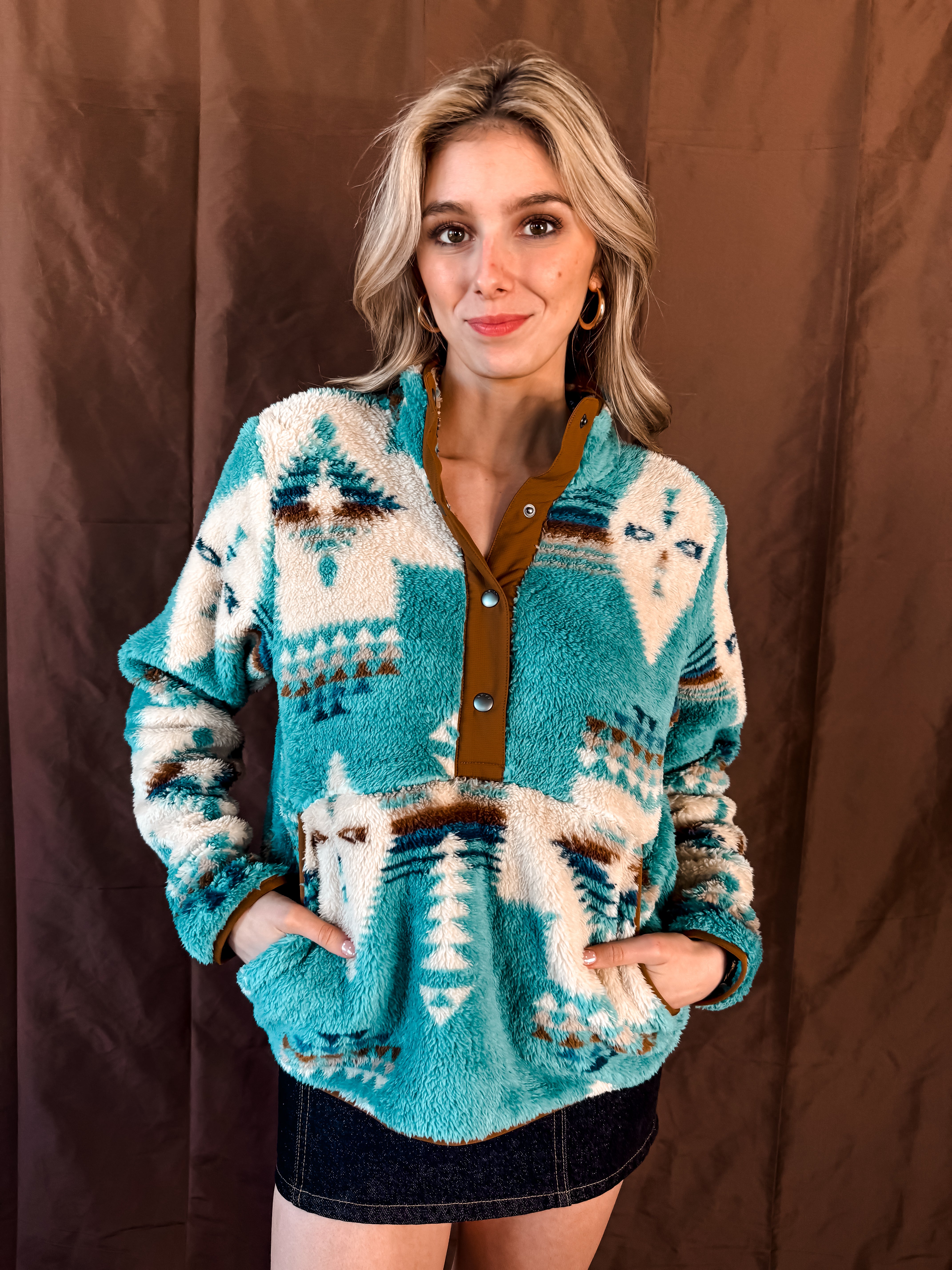 Berber Snap Front Sweatshirt - Agave