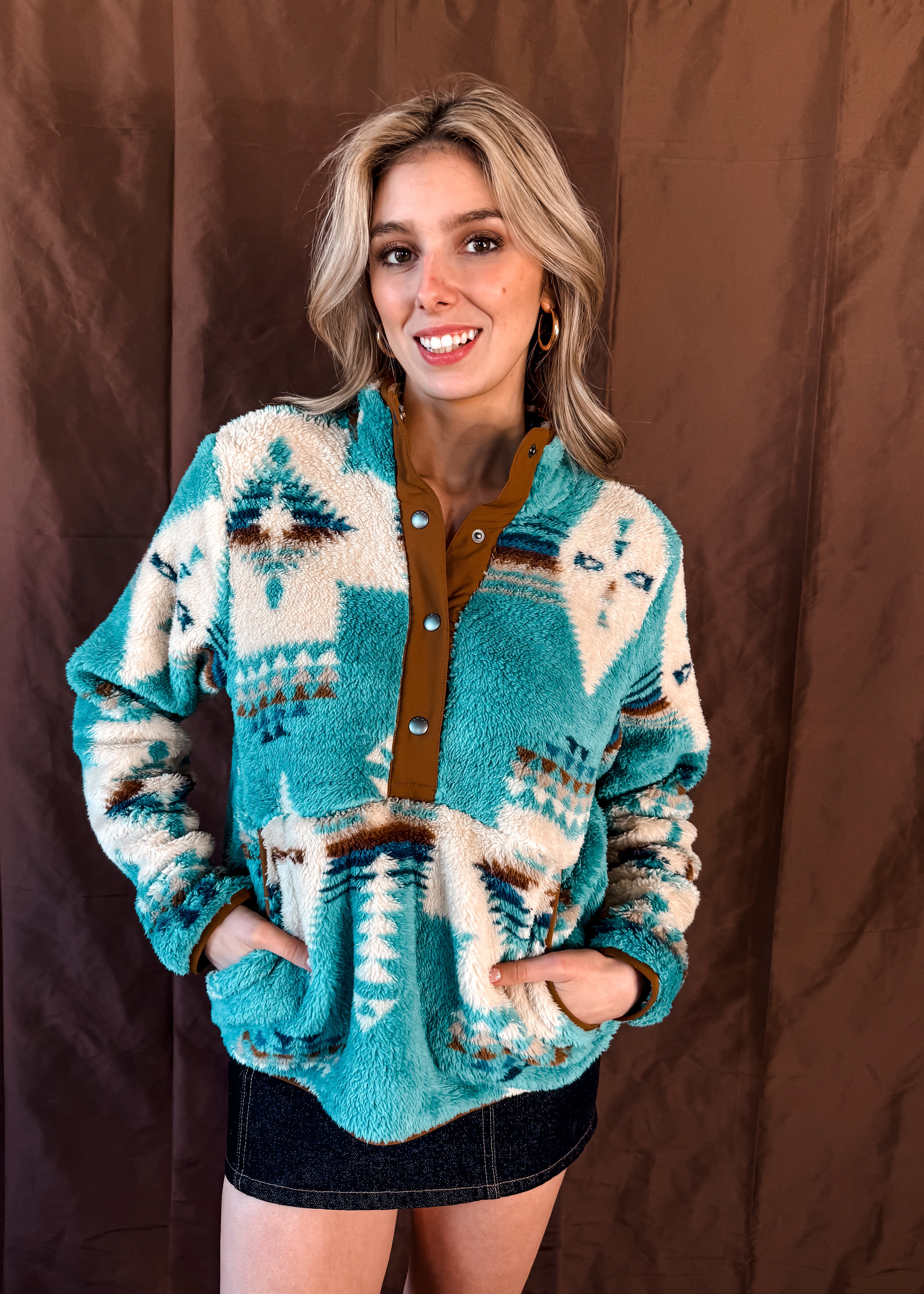 Berber Snap Front Sweatshirt - Agave