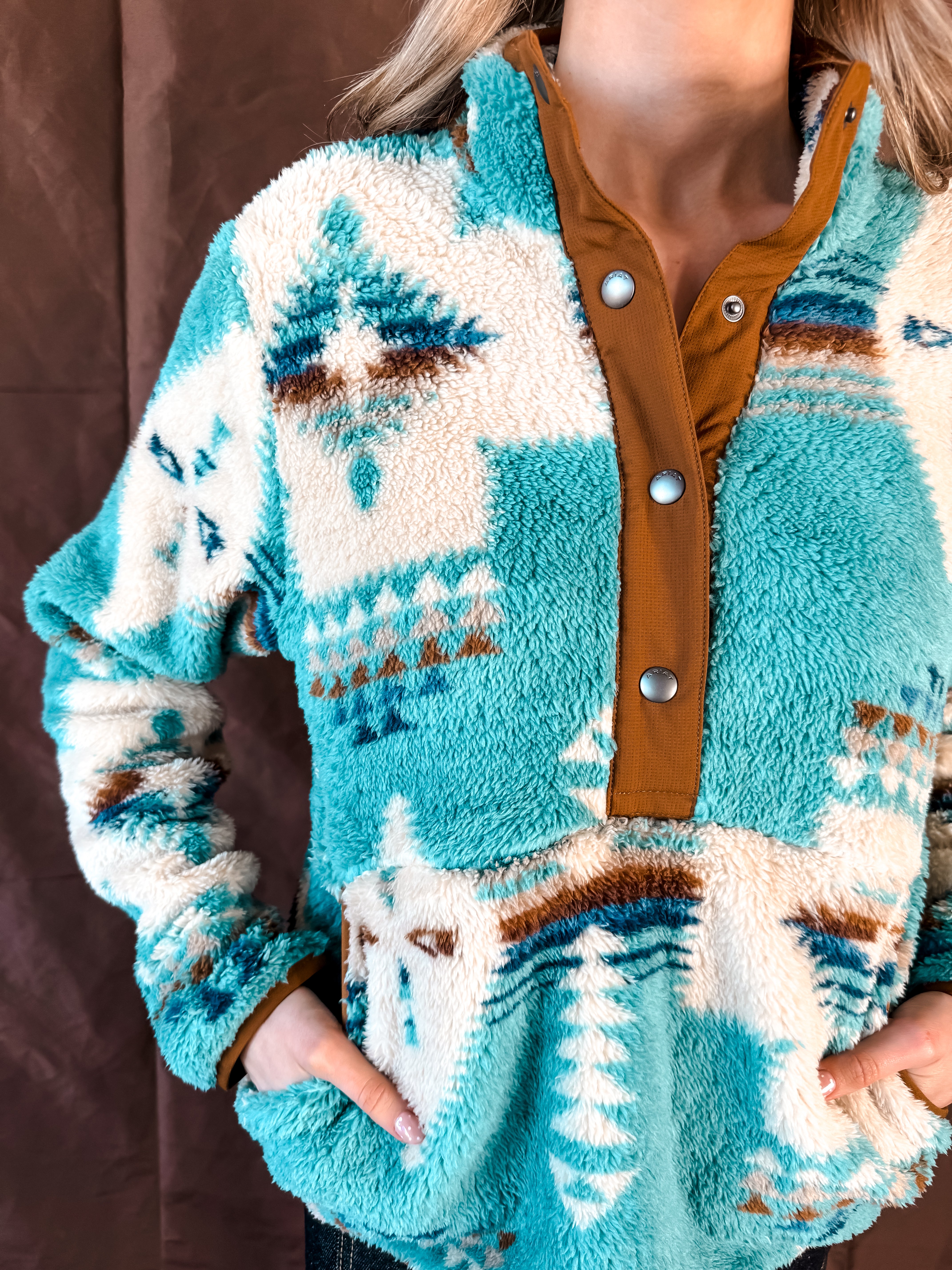 Berber Snap Front Sweatshirt - Agave