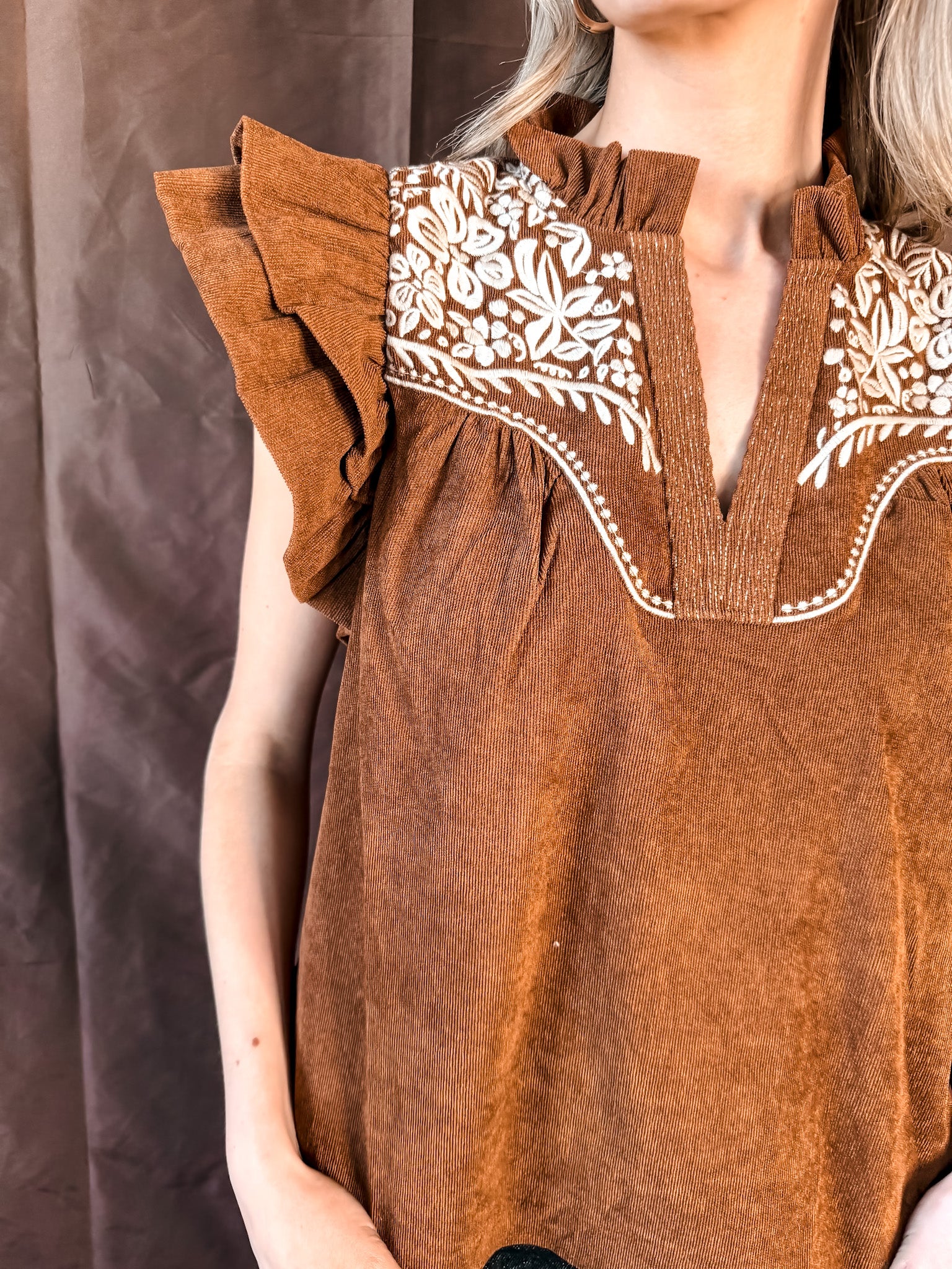 Flutter Sleeve Top - Camel