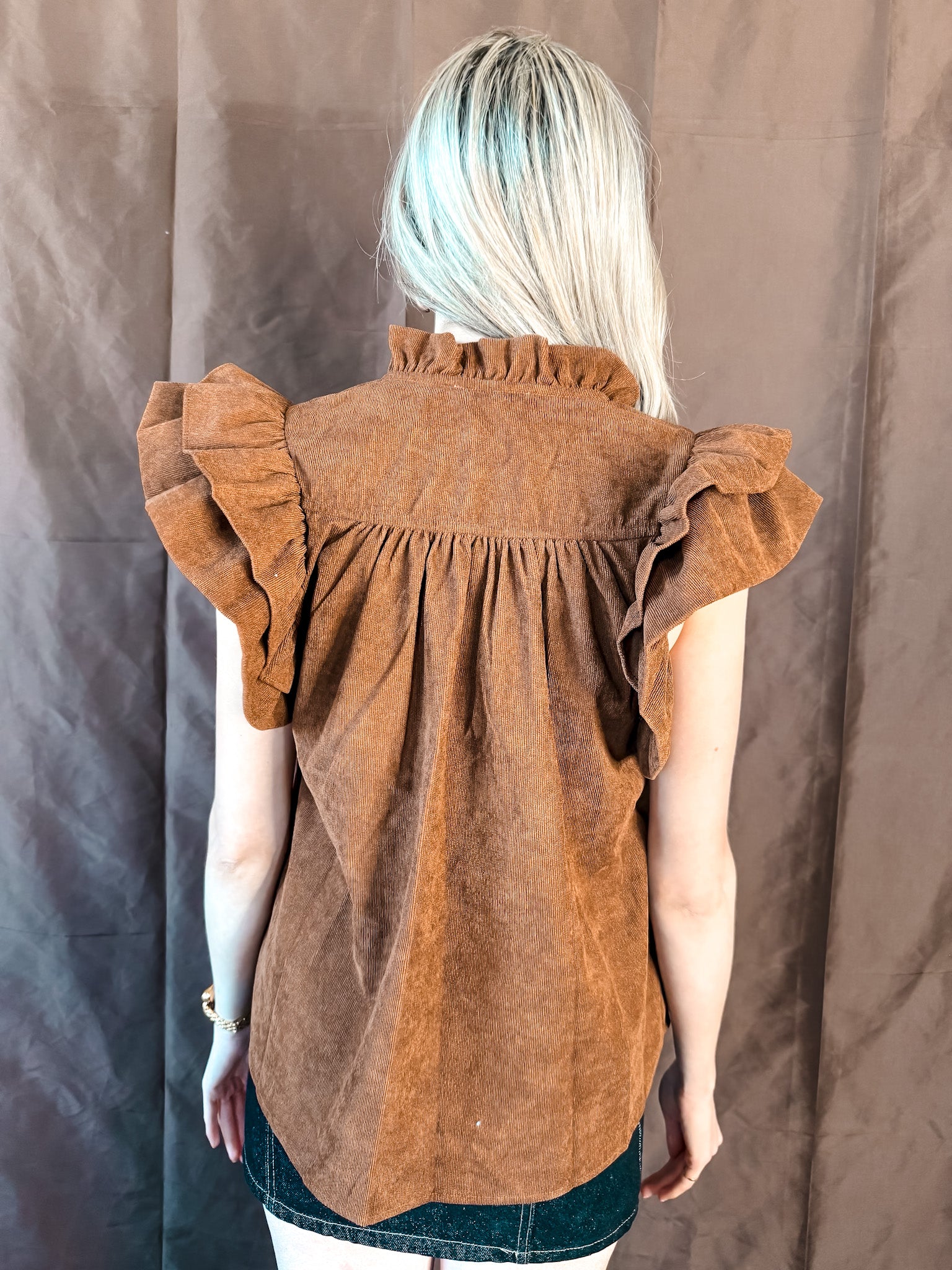 Flutter Sleeve Top - Camel