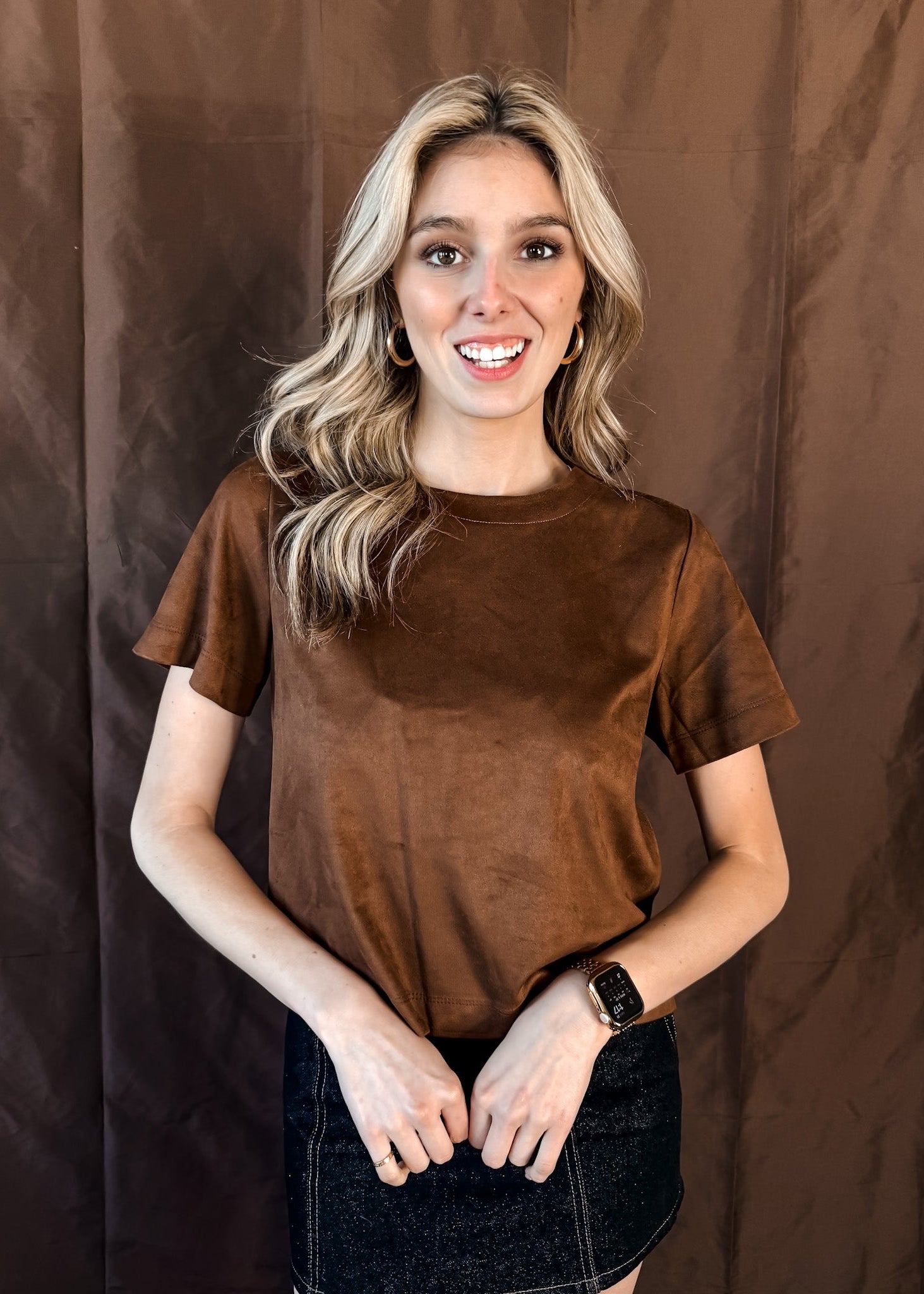 Ezra Suede Top - Coffee