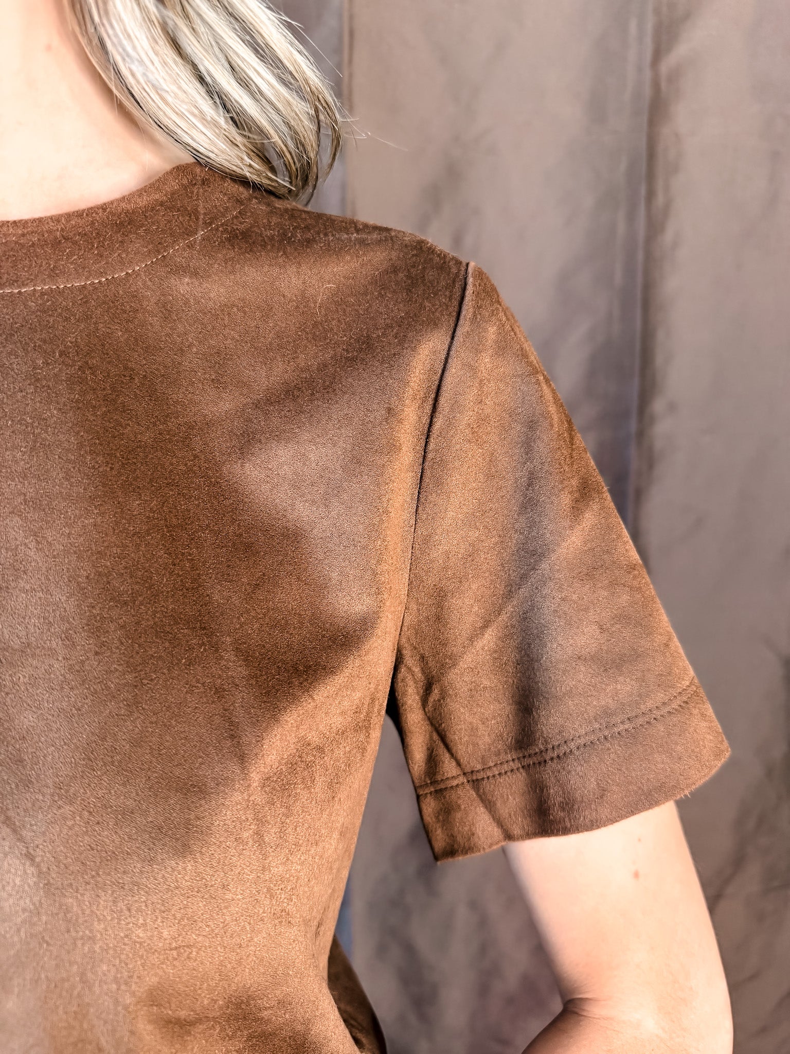 Ezra Suede Top - Coffee