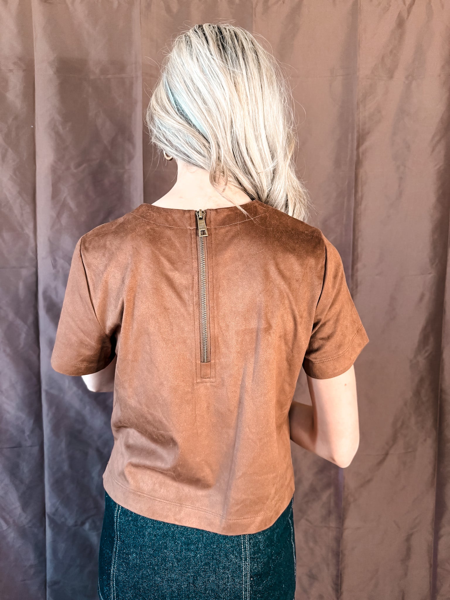 Ezra Suede Top - Coffee