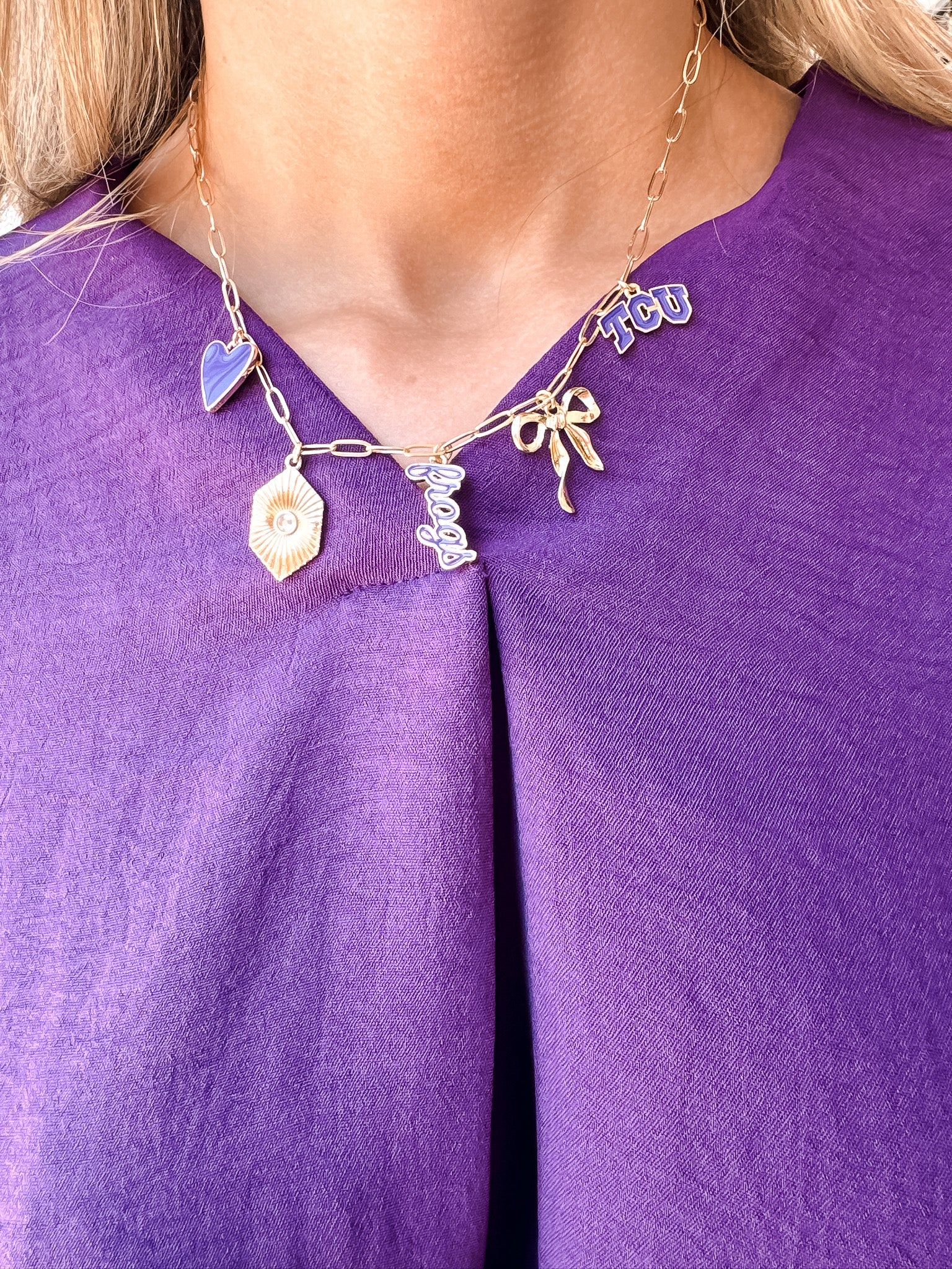 TCU Horned Frogs Paper Clip Charm Necklace
