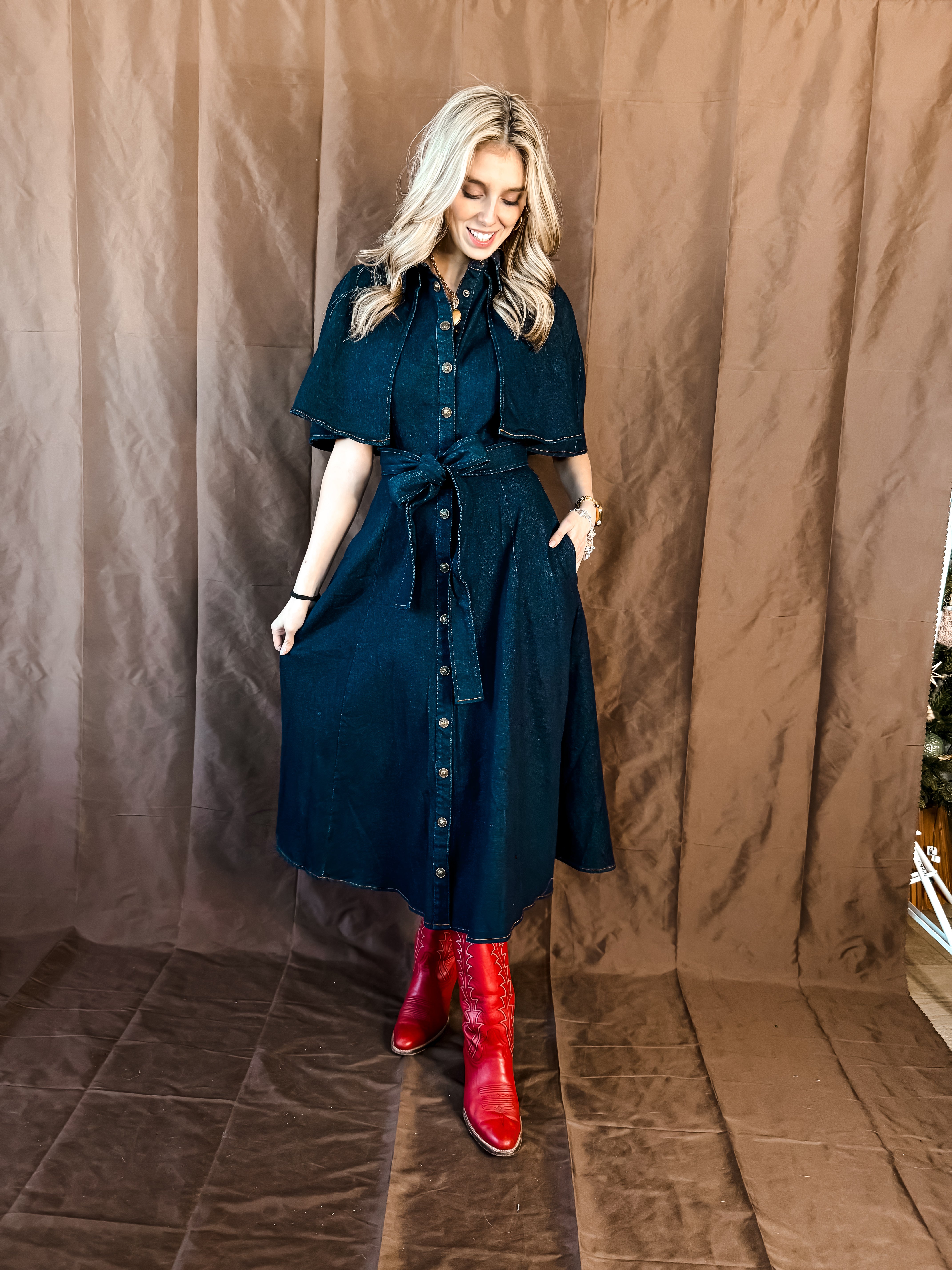 Marval Denim Cape Dress