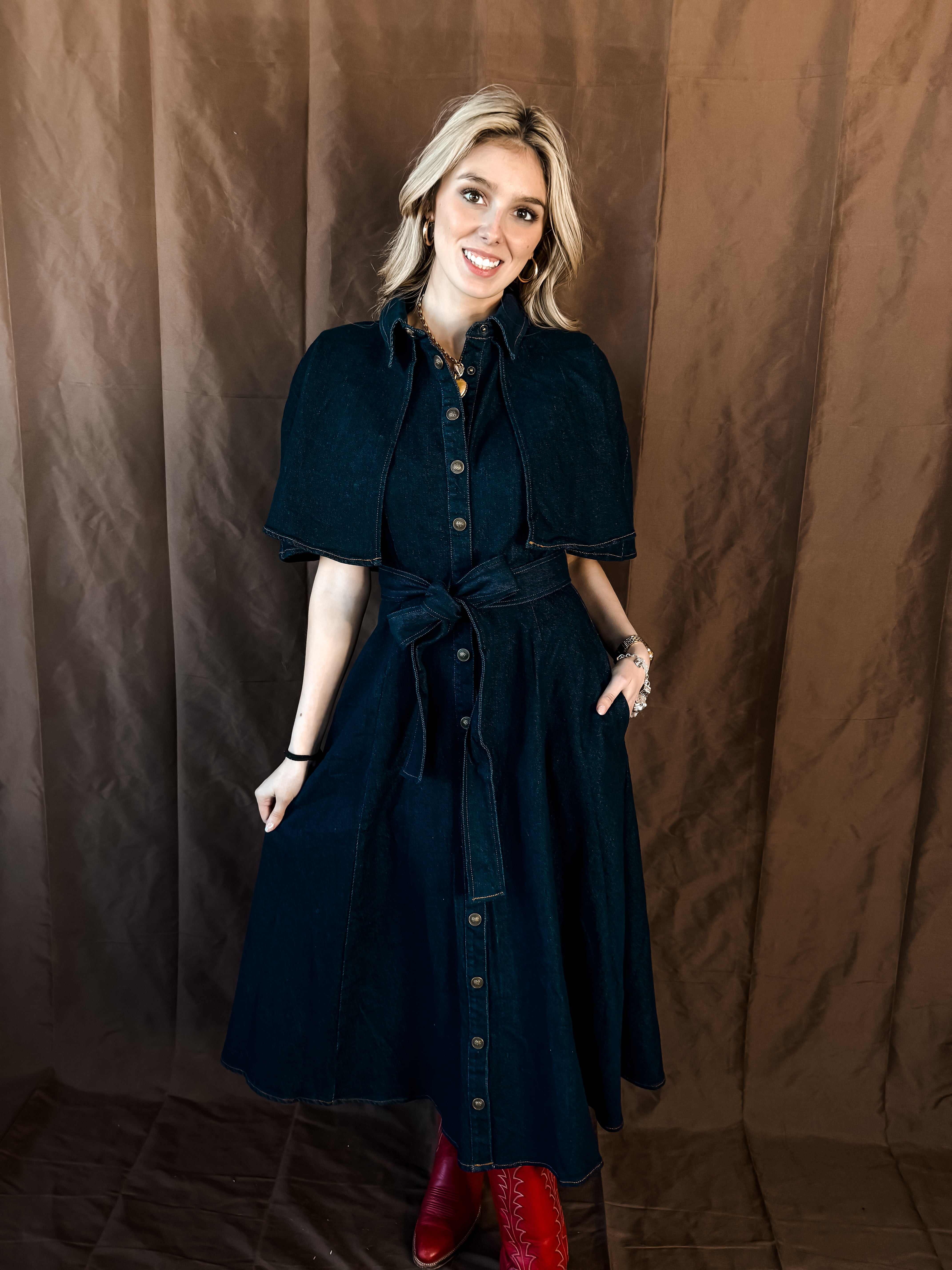 Marval Denim Cape Dress