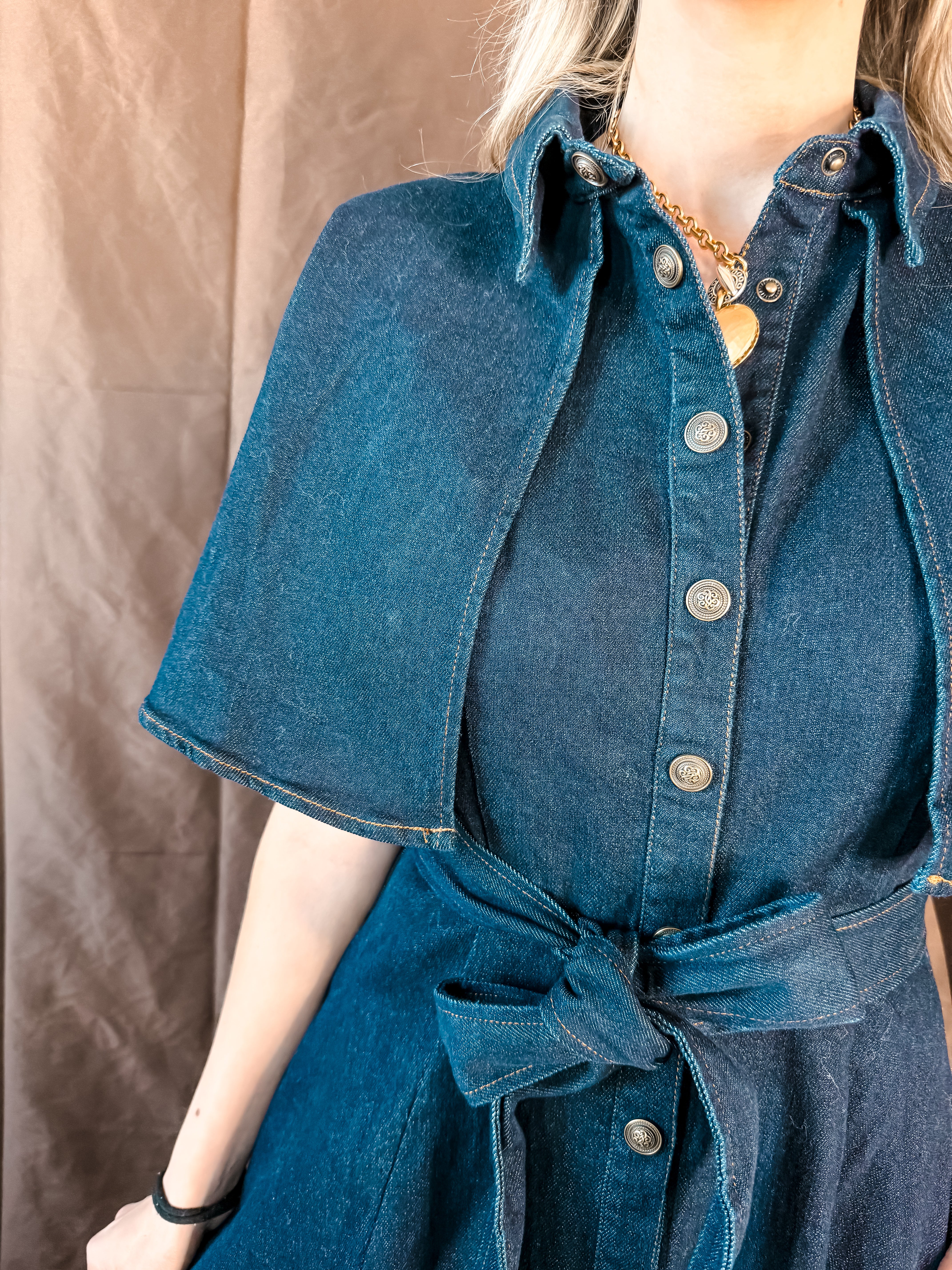 Marval Denim Cape Dress