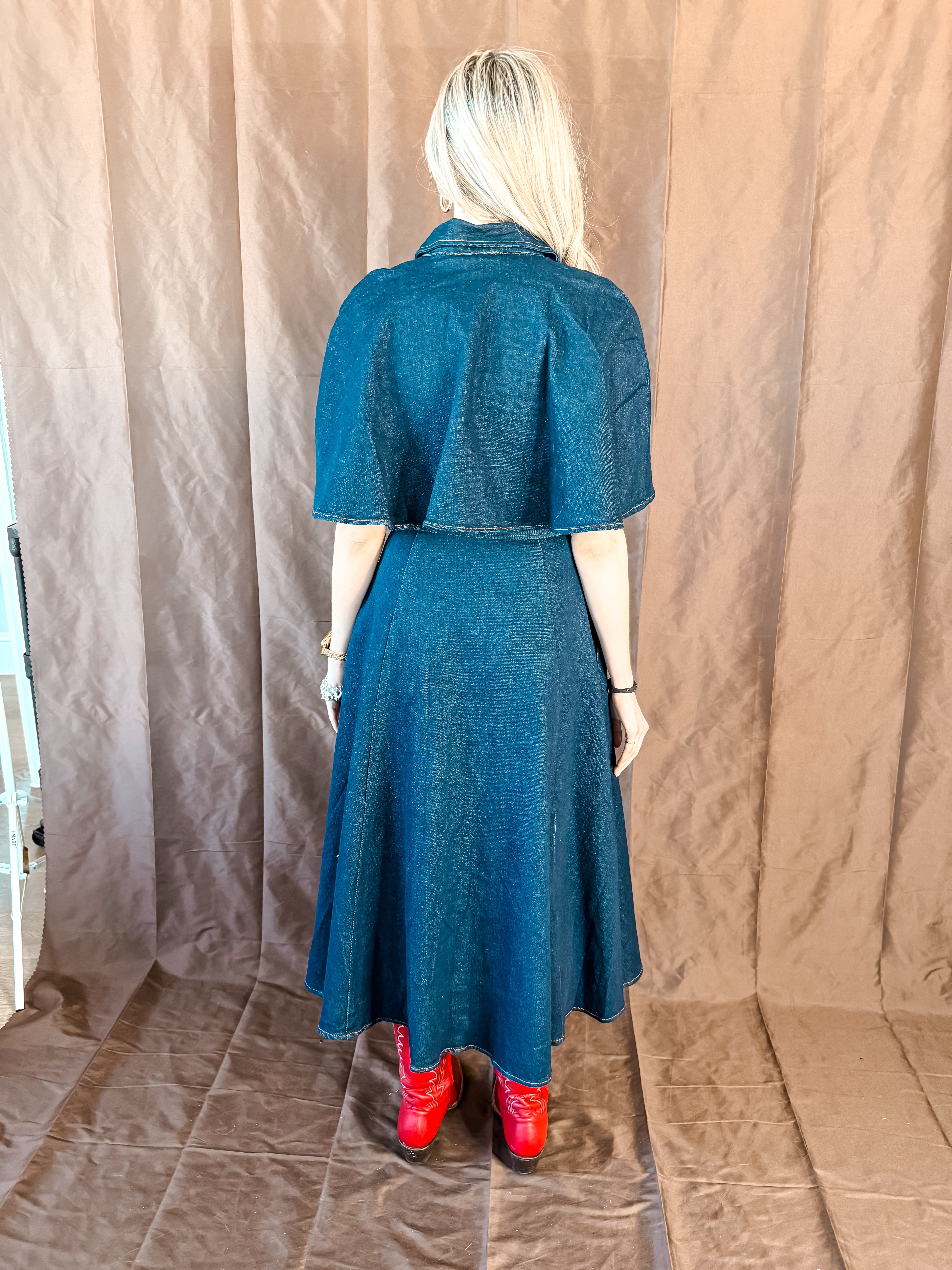 Marval Denim Cape Dress
