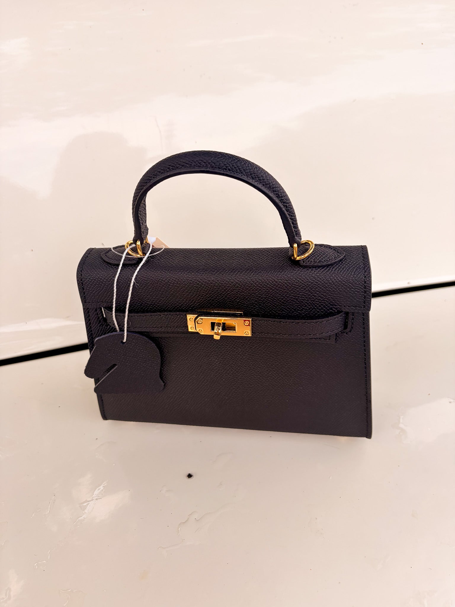Jana Leather Satchel Bag - Black