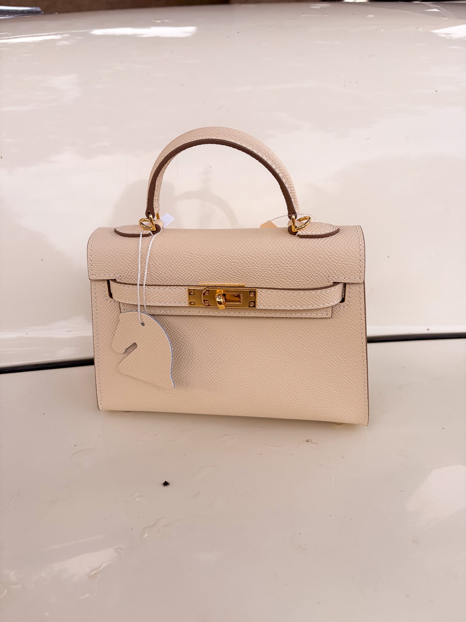 Jana Leather Satchel Bag - Cream