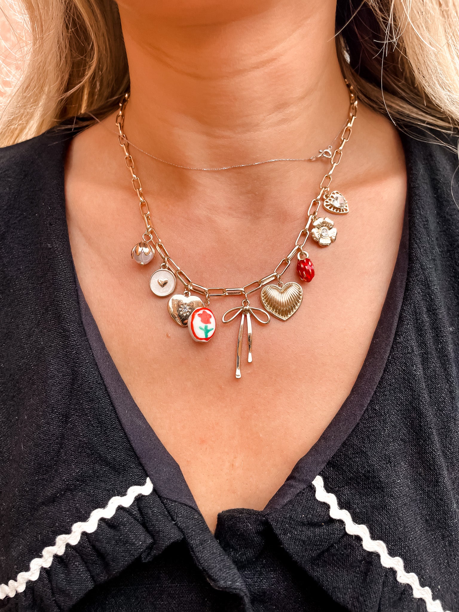Bows, Hearts & Flowers Charm Necklace