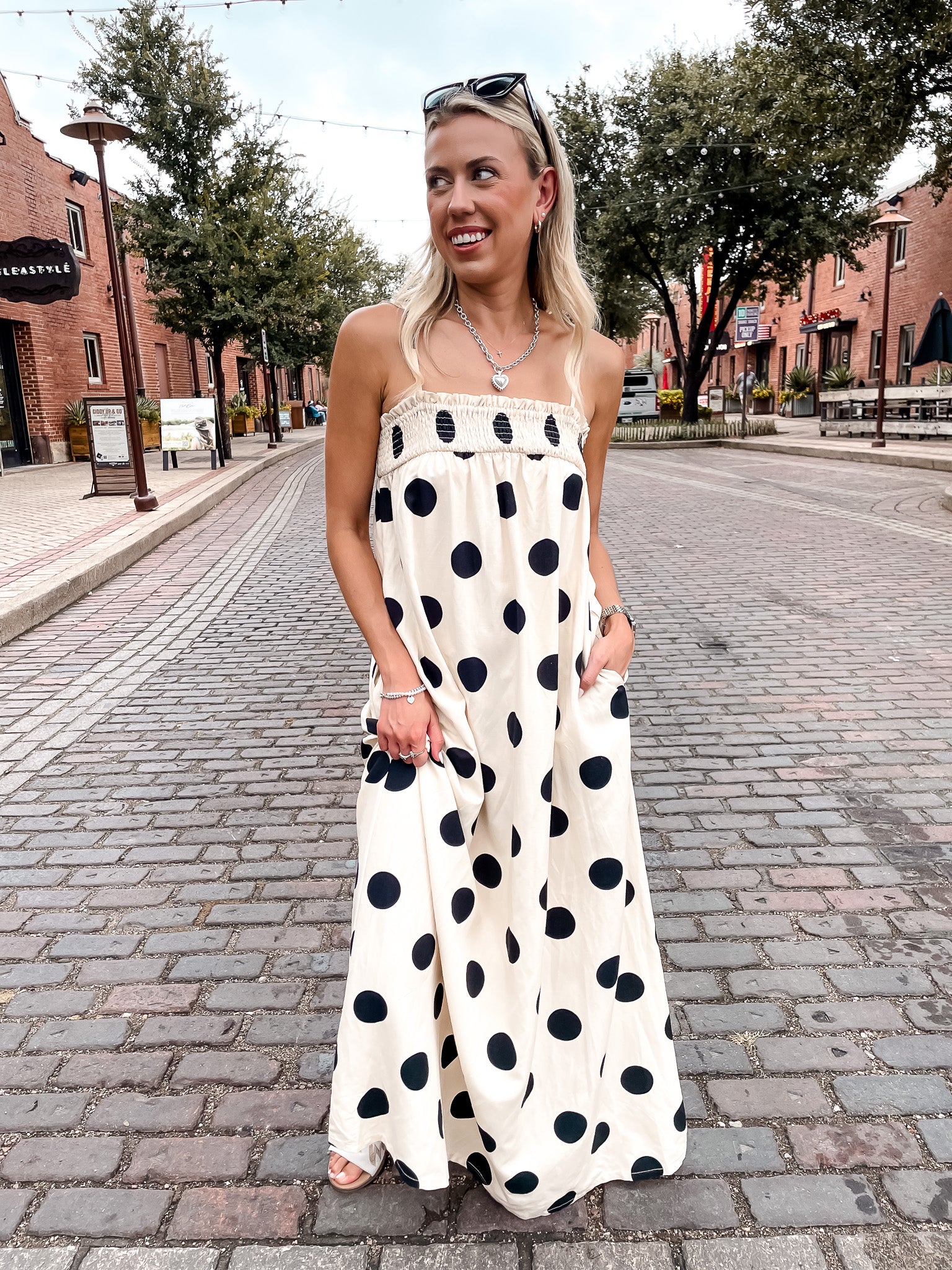 Pretty Woman Polka Dot Dress - Cream