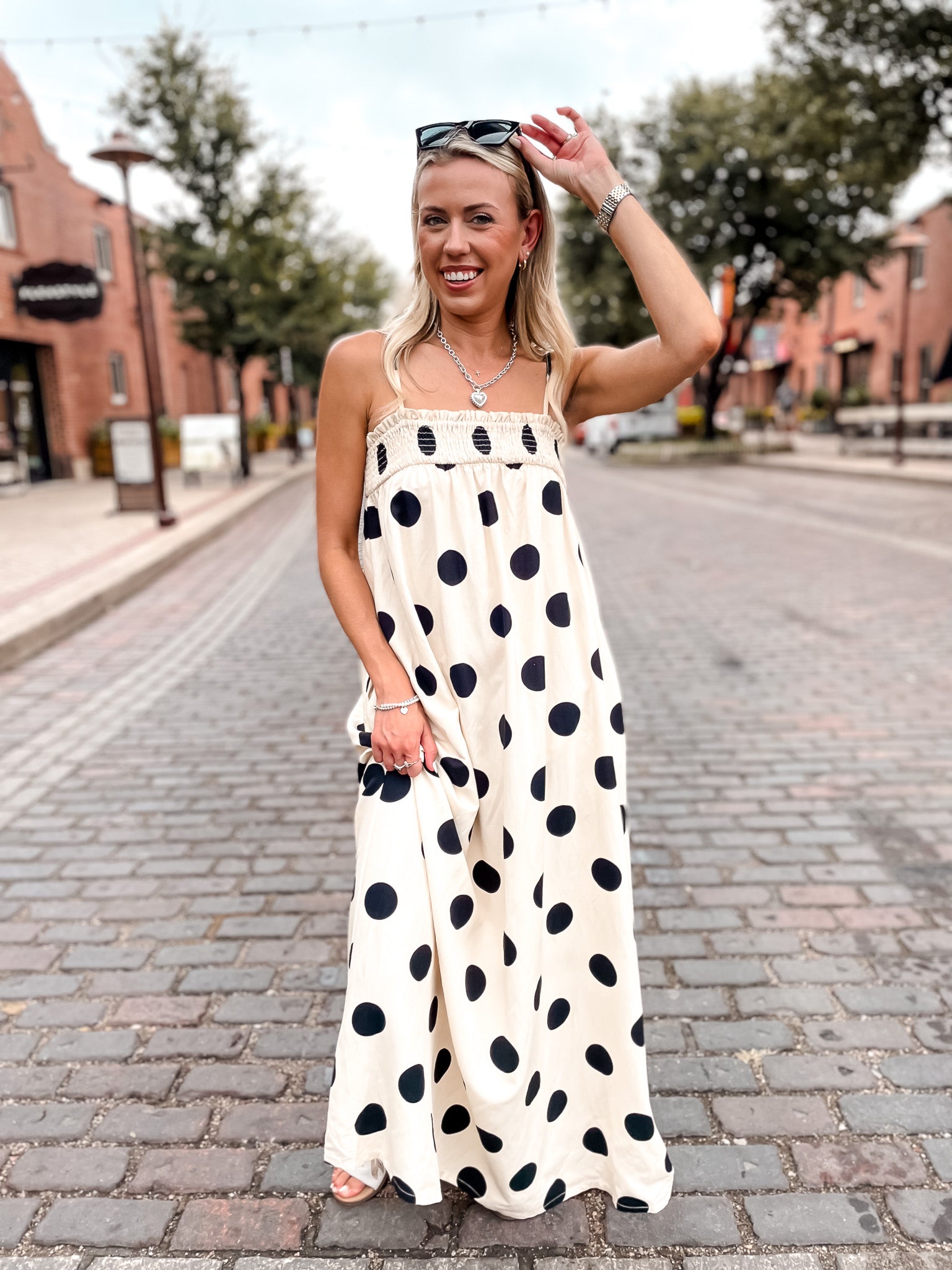 Pretty Woman Polka Dot Dress - Cream