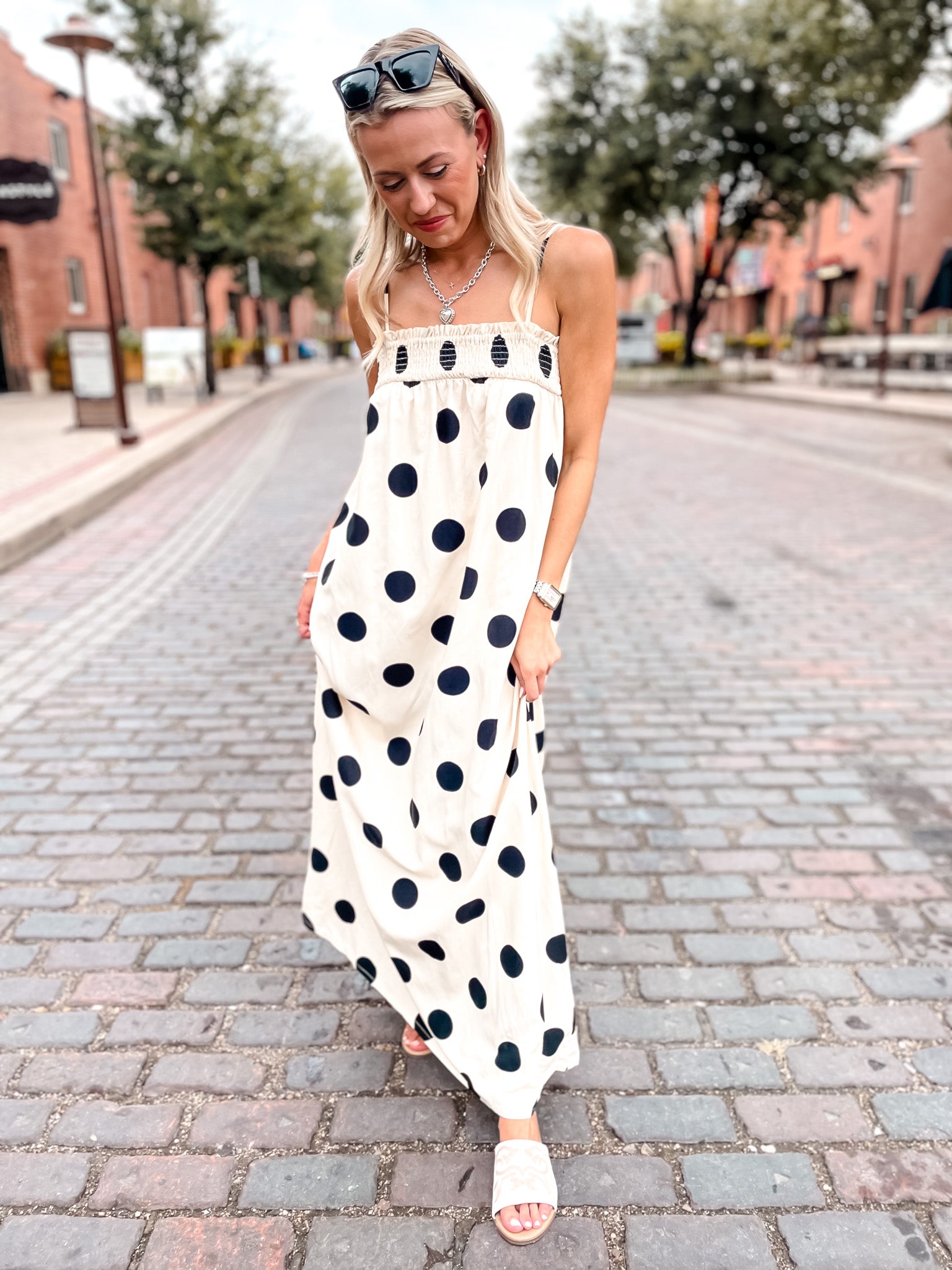 Pretty Woman Polka Dot Dress - Cream