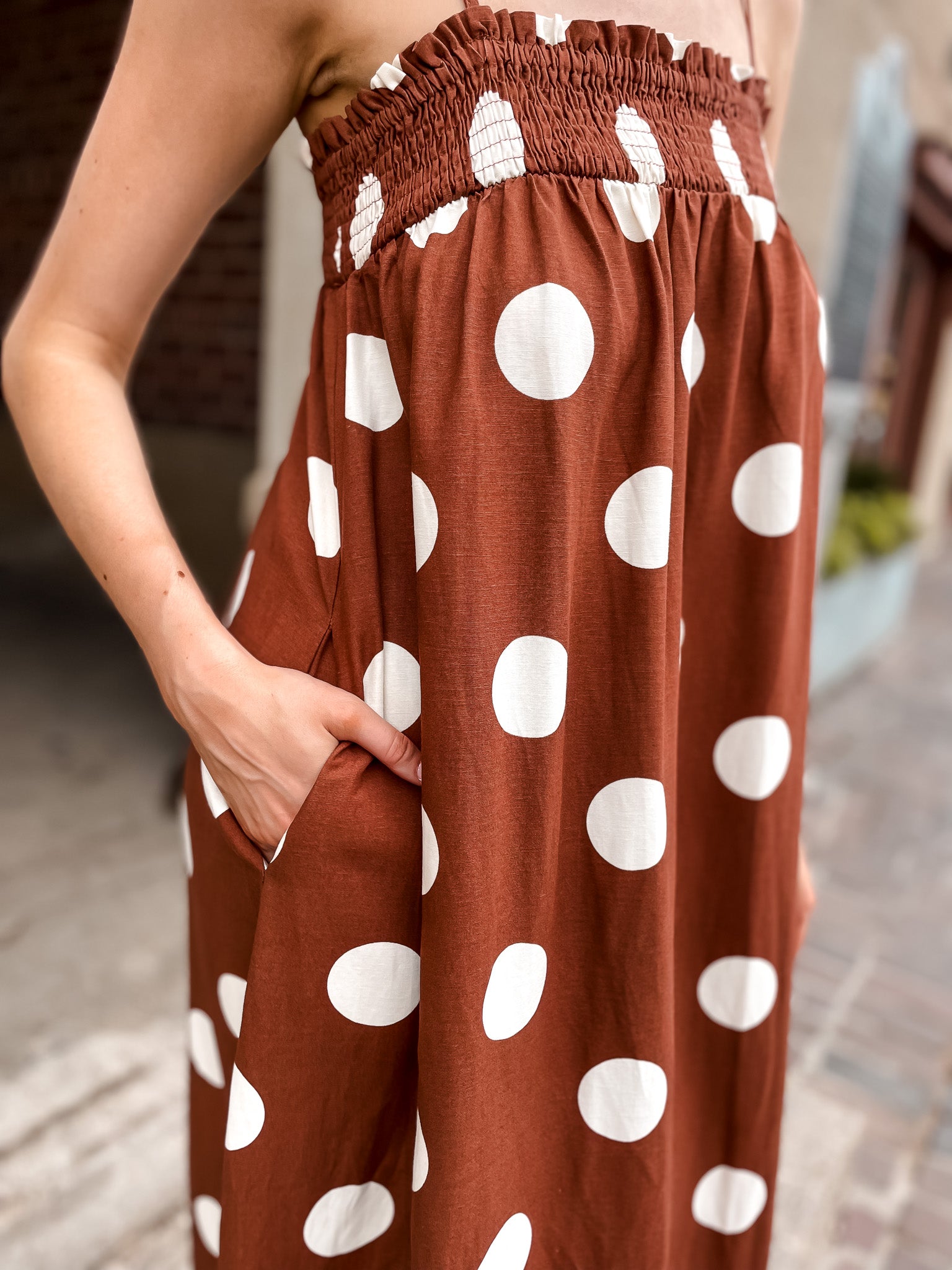 Pretty Woman Polka Dot Dress - Brown